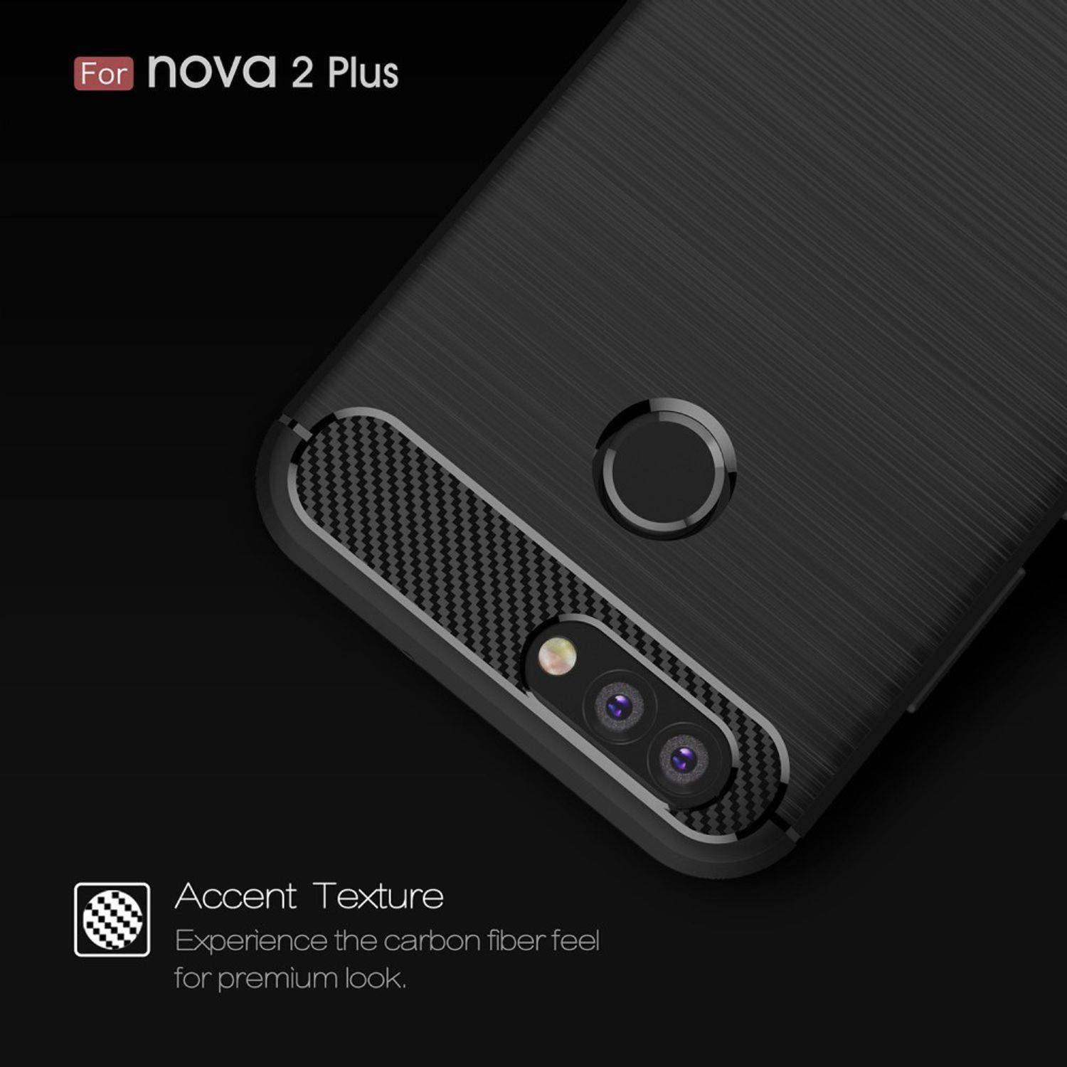 Huawei Nova 2 Plus Handyhülle Carbon Optik Backcover Blau