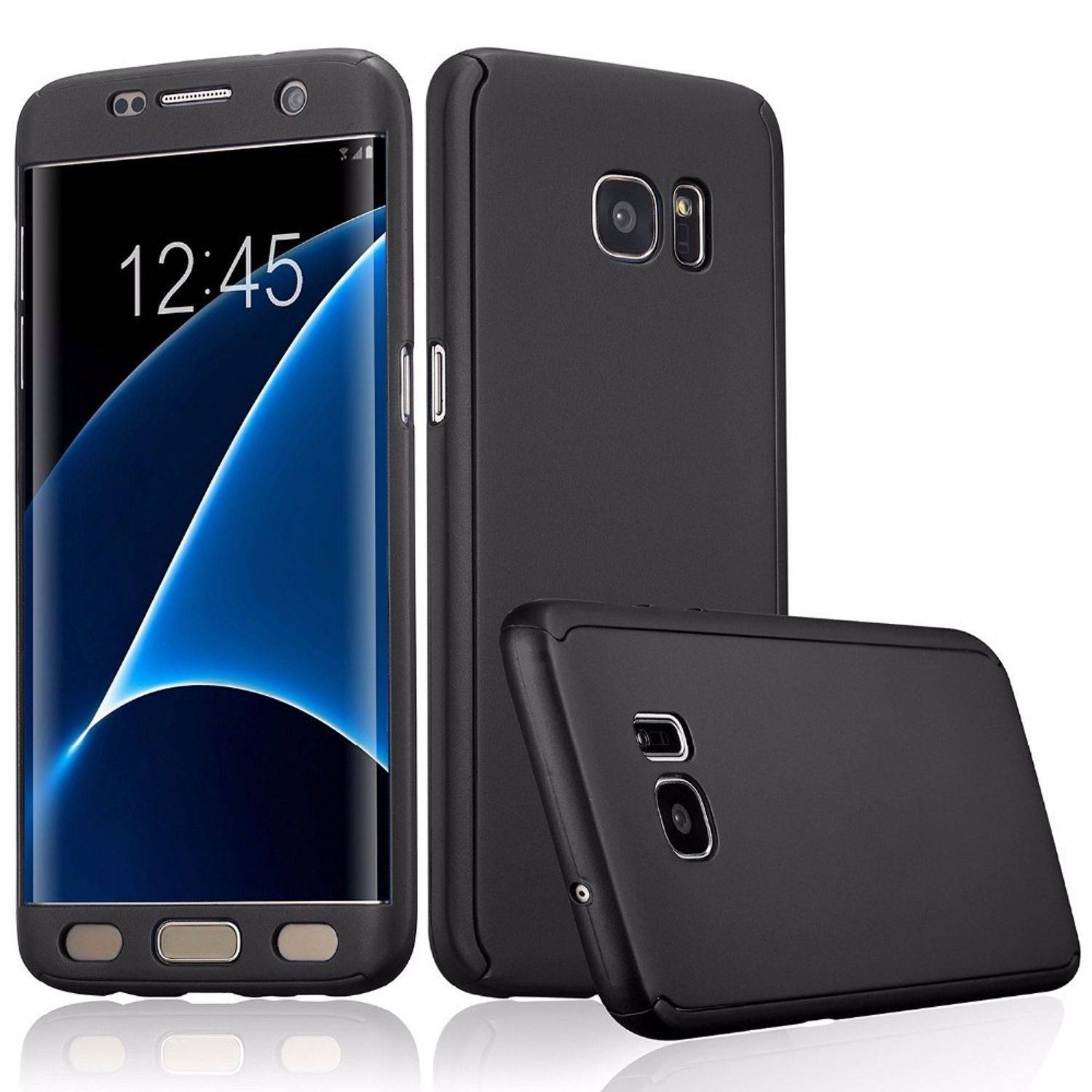 Samsung Galaxy S6 Edge Handyhülle 360 Grad Schutz Full Cover Schwarz
