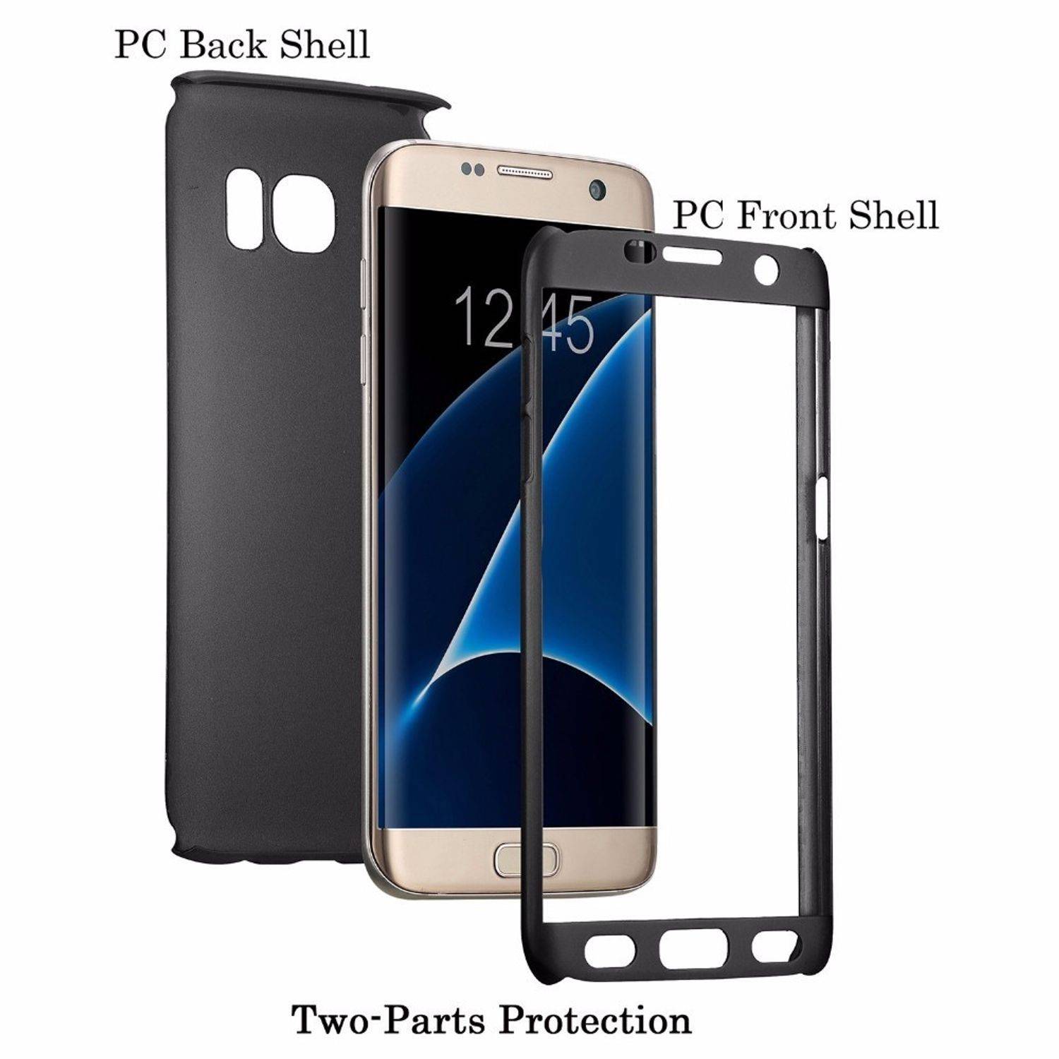 Samsung Galaxy S6 Edge Handyhülle 360 Grad Schutz Full Cover Schwarz
