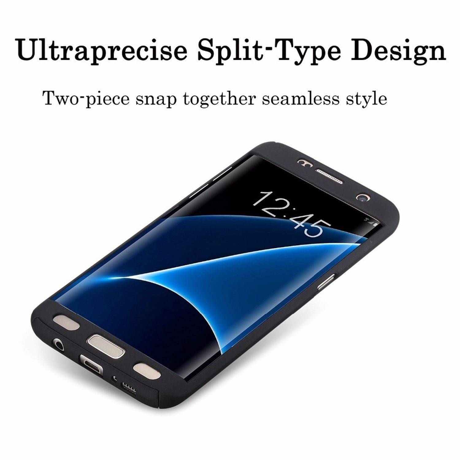 Samsung Galaxy S6 Edge Handyhülle 360 Grad Schutz Full Cover Schwarz