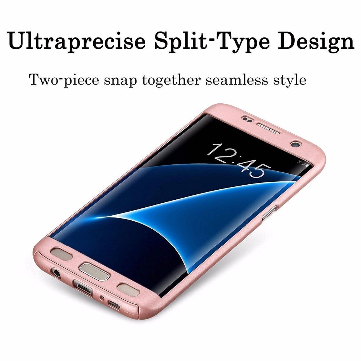 Samsung Galaxy S6 Edge Plus Handyhülle 360 Grad Schutz Full Cover Rosa