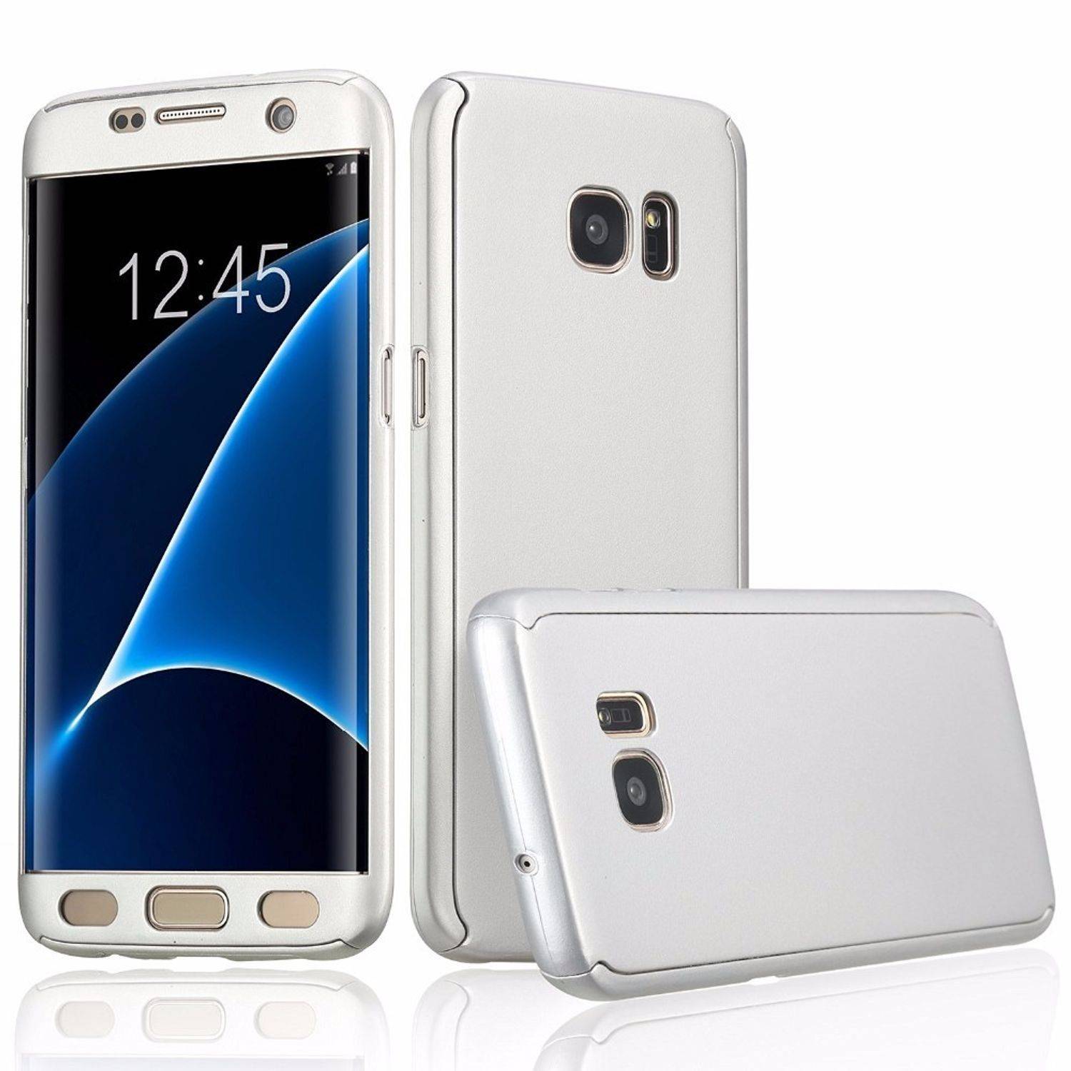 Samsung Galaxy S6 Edge Plus Handyhülle 360 Grad Schutz Full Cover Silber