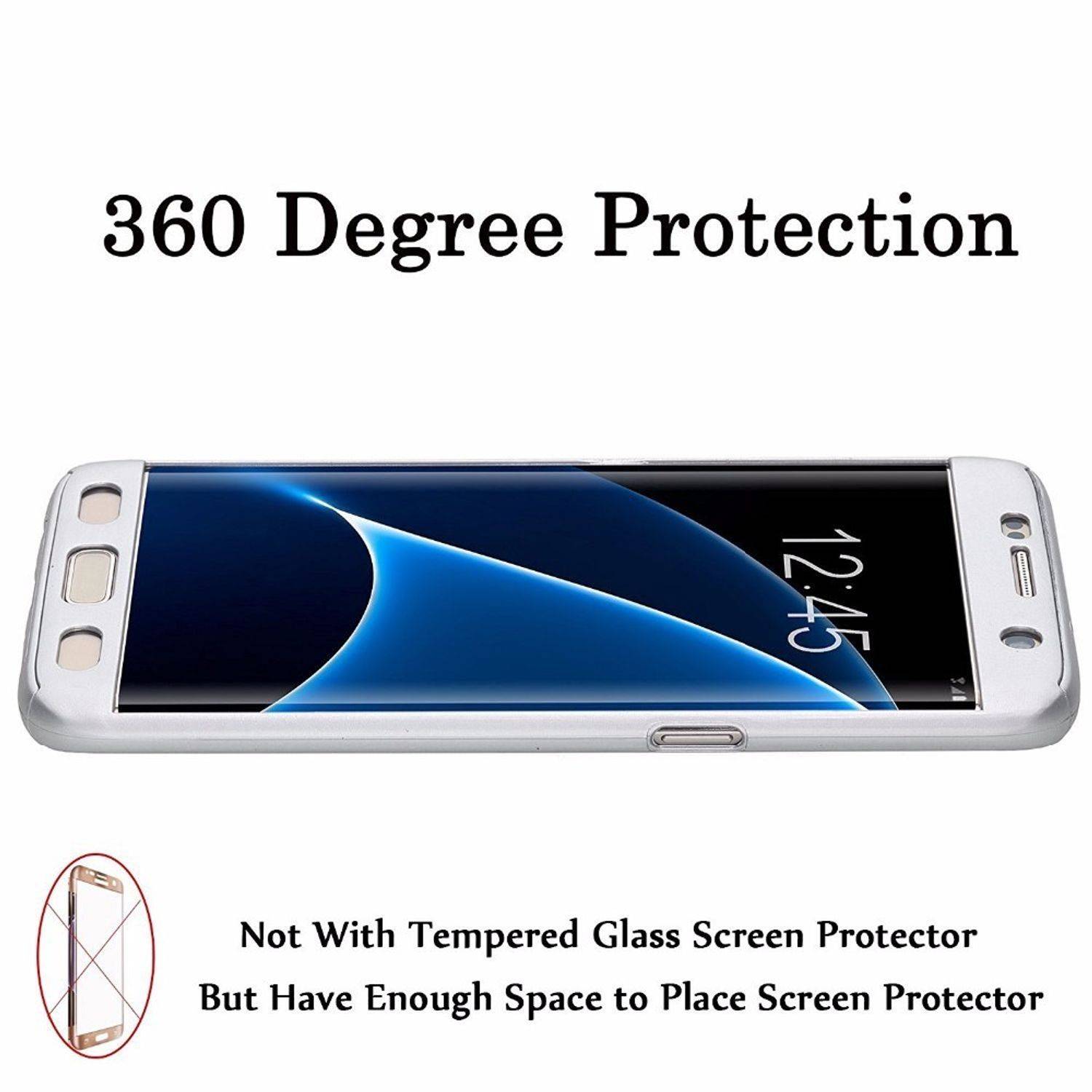 Samsung Galaxy S6 Edge Plus Handyhülle 360 Grad Schutz Full Cover Silber
