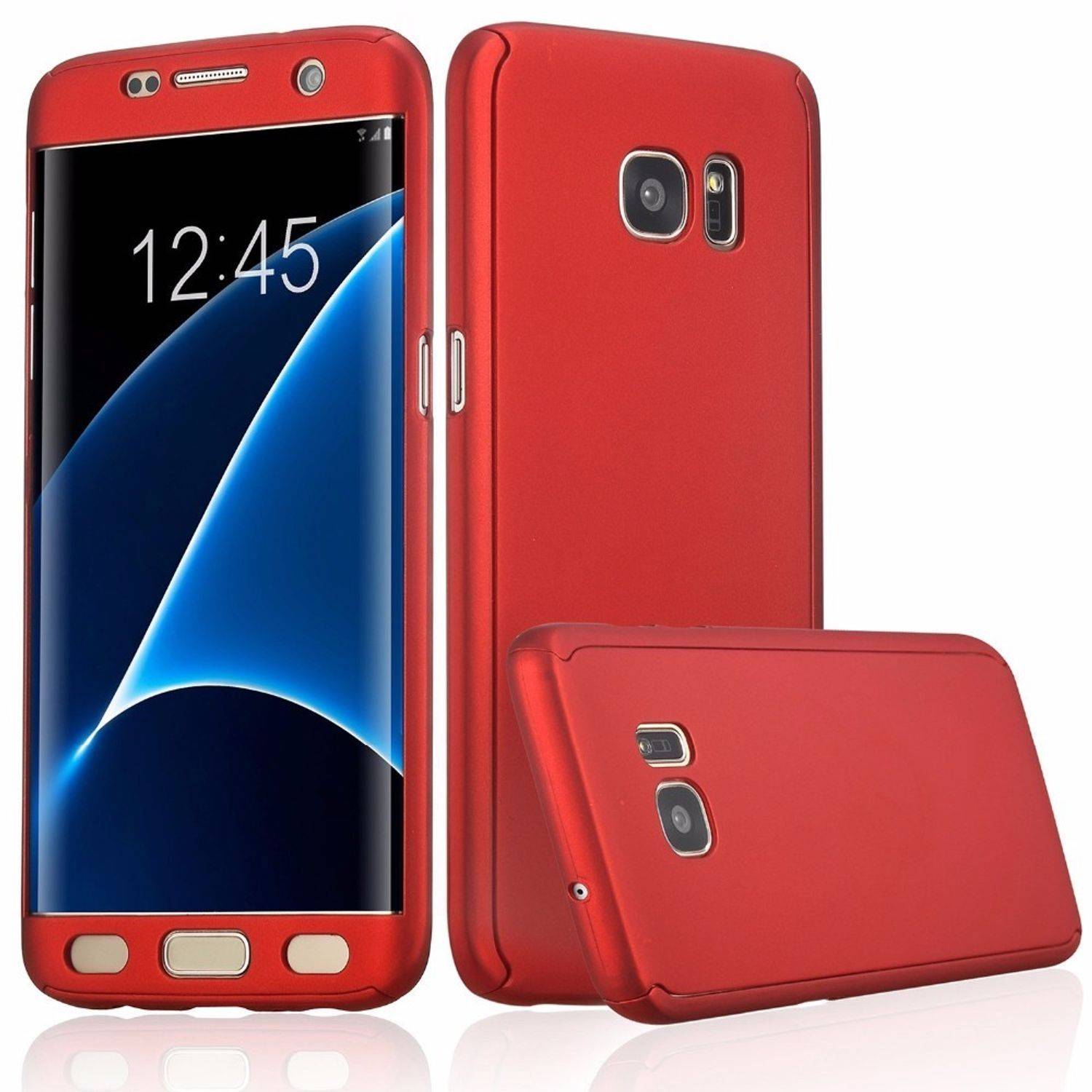 Samsung Galaxy S7 Edge Handyhülle 360 Grad Schutz Full Cover Rot