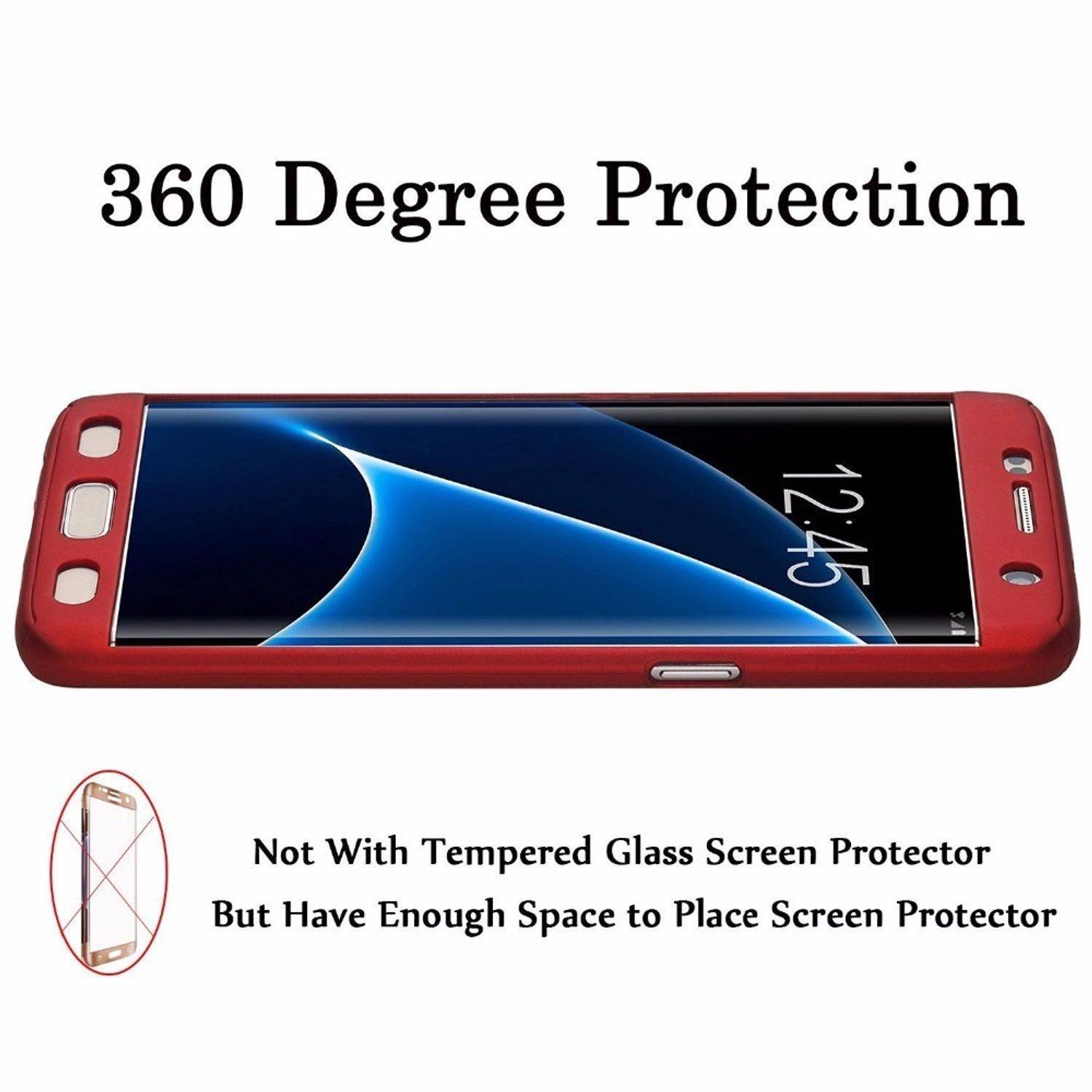 Samsung Galaxy S7 Edge Handyhülle 360 Grad Schutz Full Cover Rot