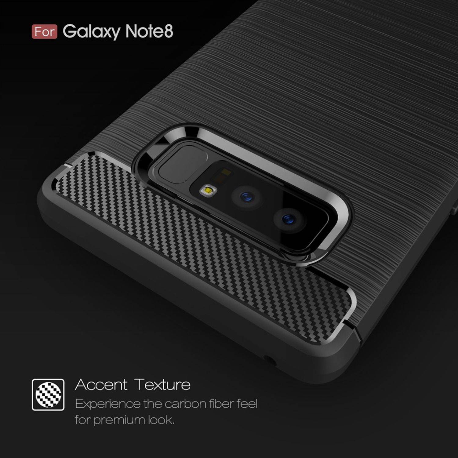 Samsung Galaxy Note 8 Handyhülle Carbon Optik Backcover Schwarz