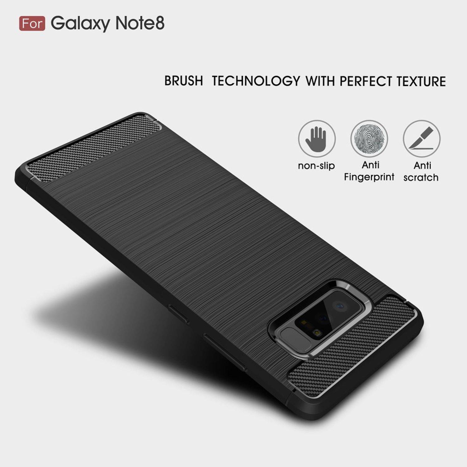 Samsung Galaxy Note 8 Handyhülle Carbon Optik Backcover Schwarz