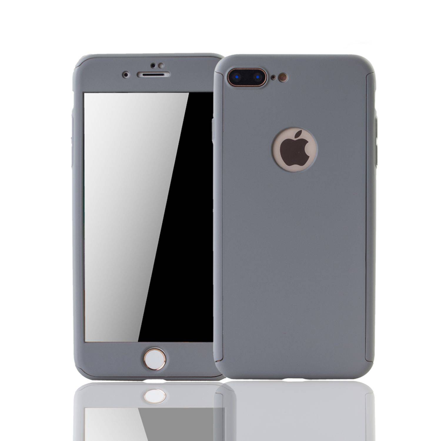 Apple iPhone 7 Plus Handyhülle 360 Grad Schutz Full Cover Grau