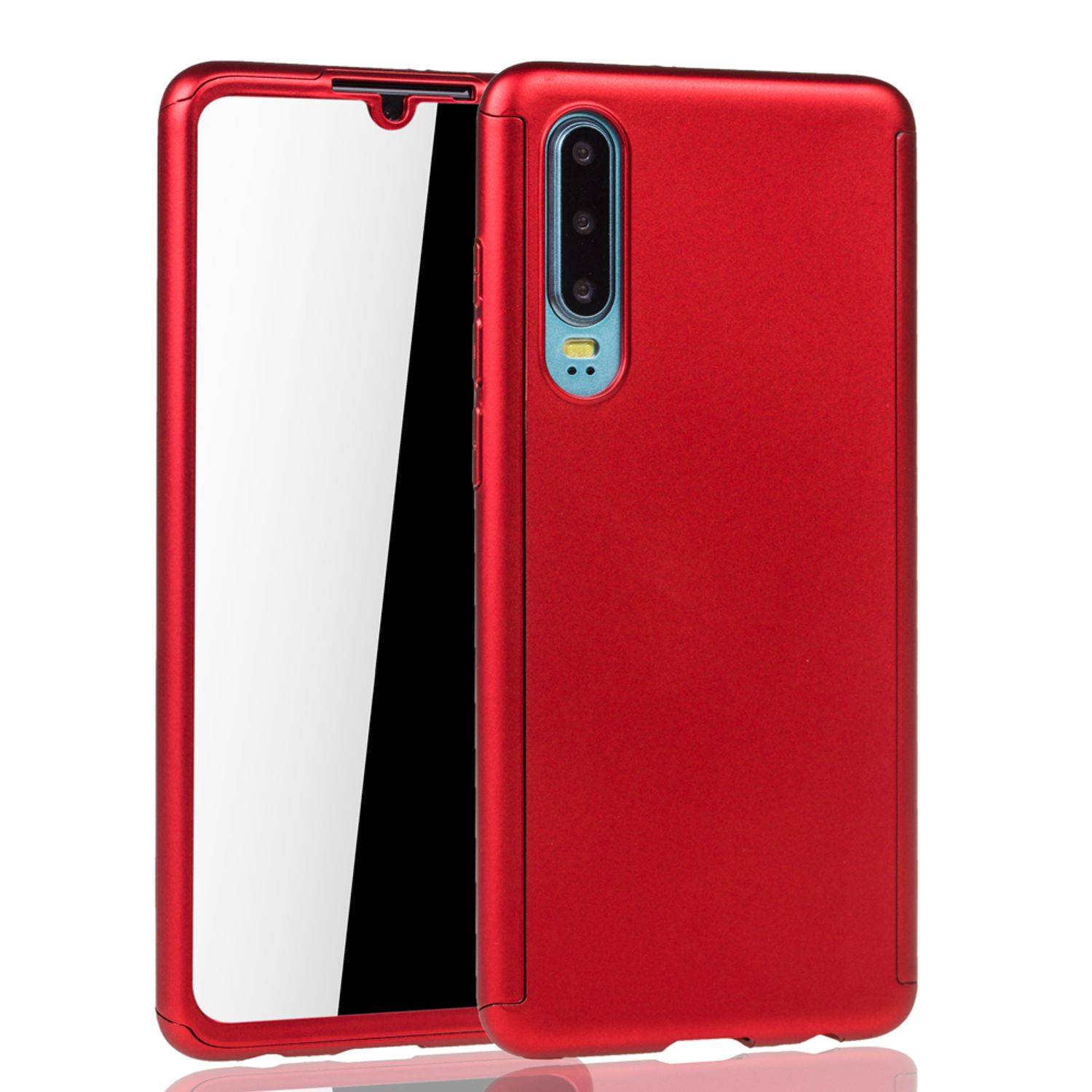 Huawei P30 Handyhülle 360 Grad Schutz Full Cover Rot