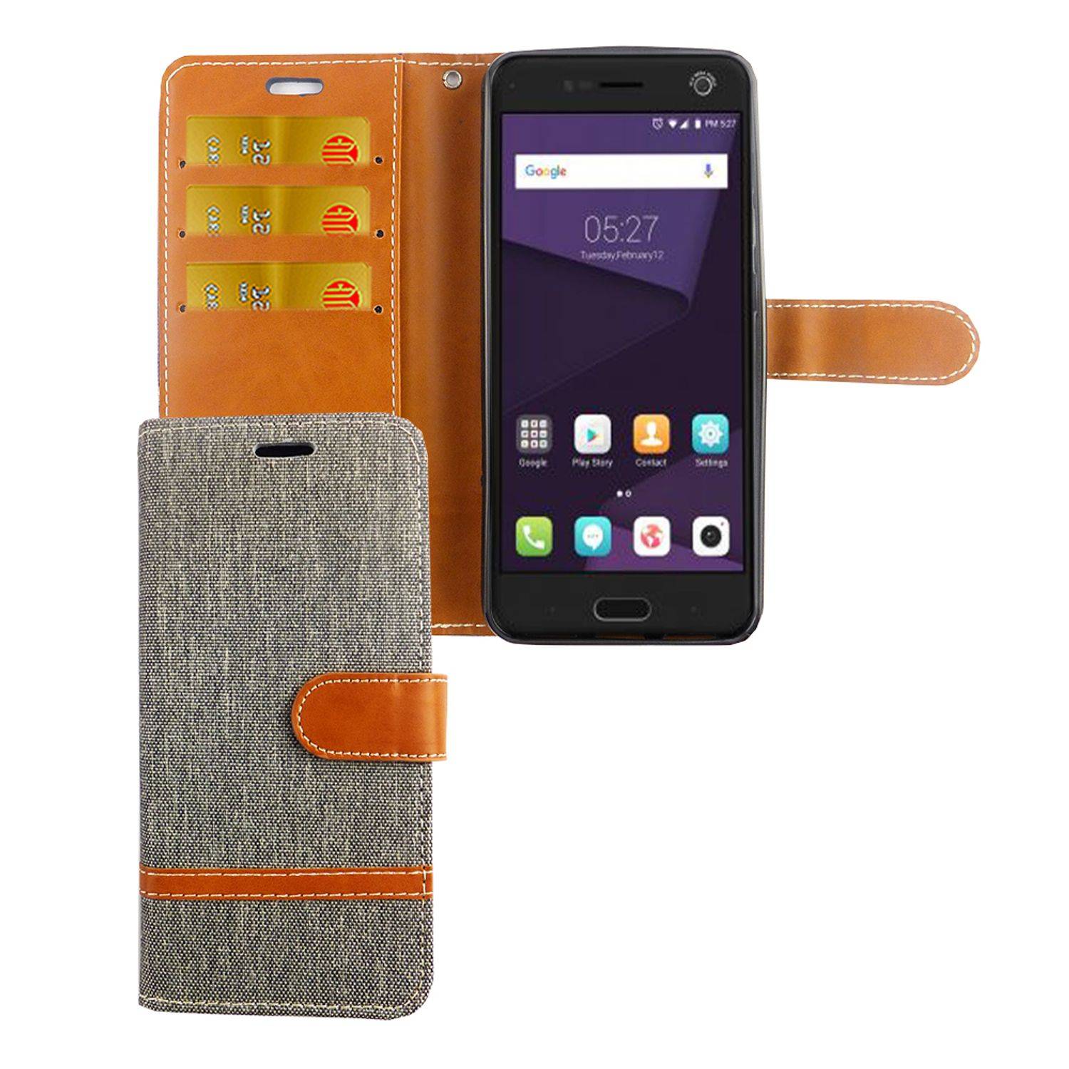 ZTE Blade V8 Handyhülle Bookcover Grau