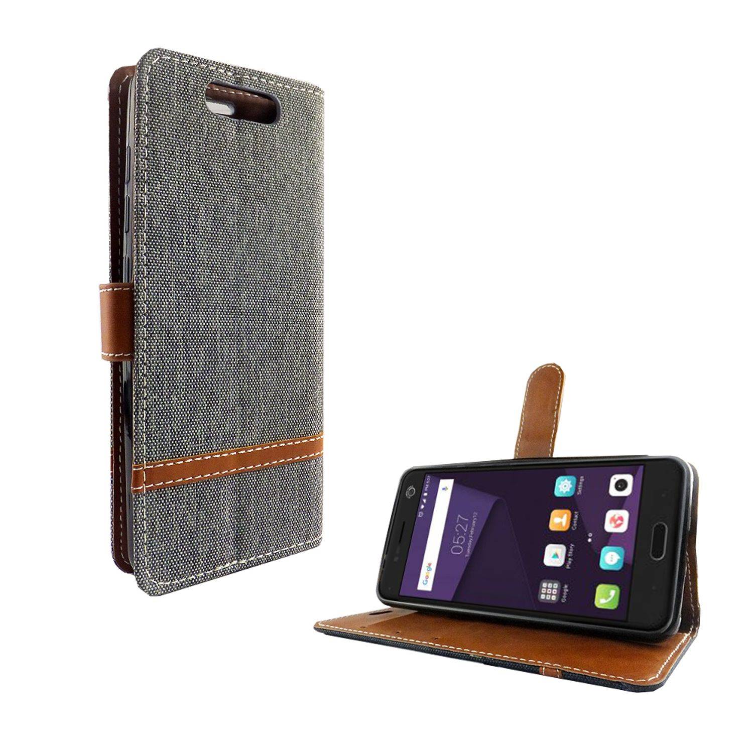 ZTE Blade V8 Handyhülle Bookcover Grau