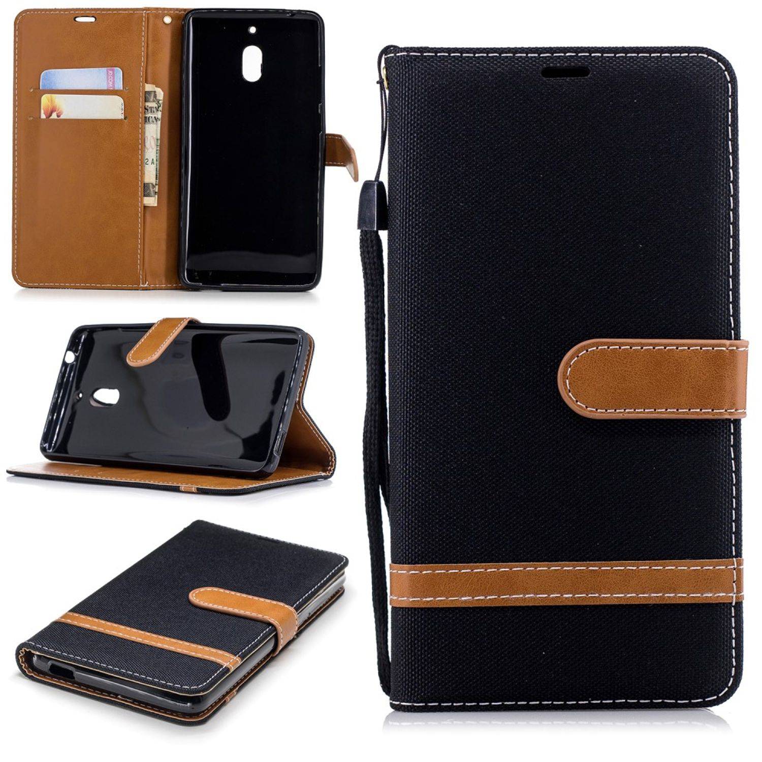 Nokia 2.1 Handyhülle Bookcover Schwarz