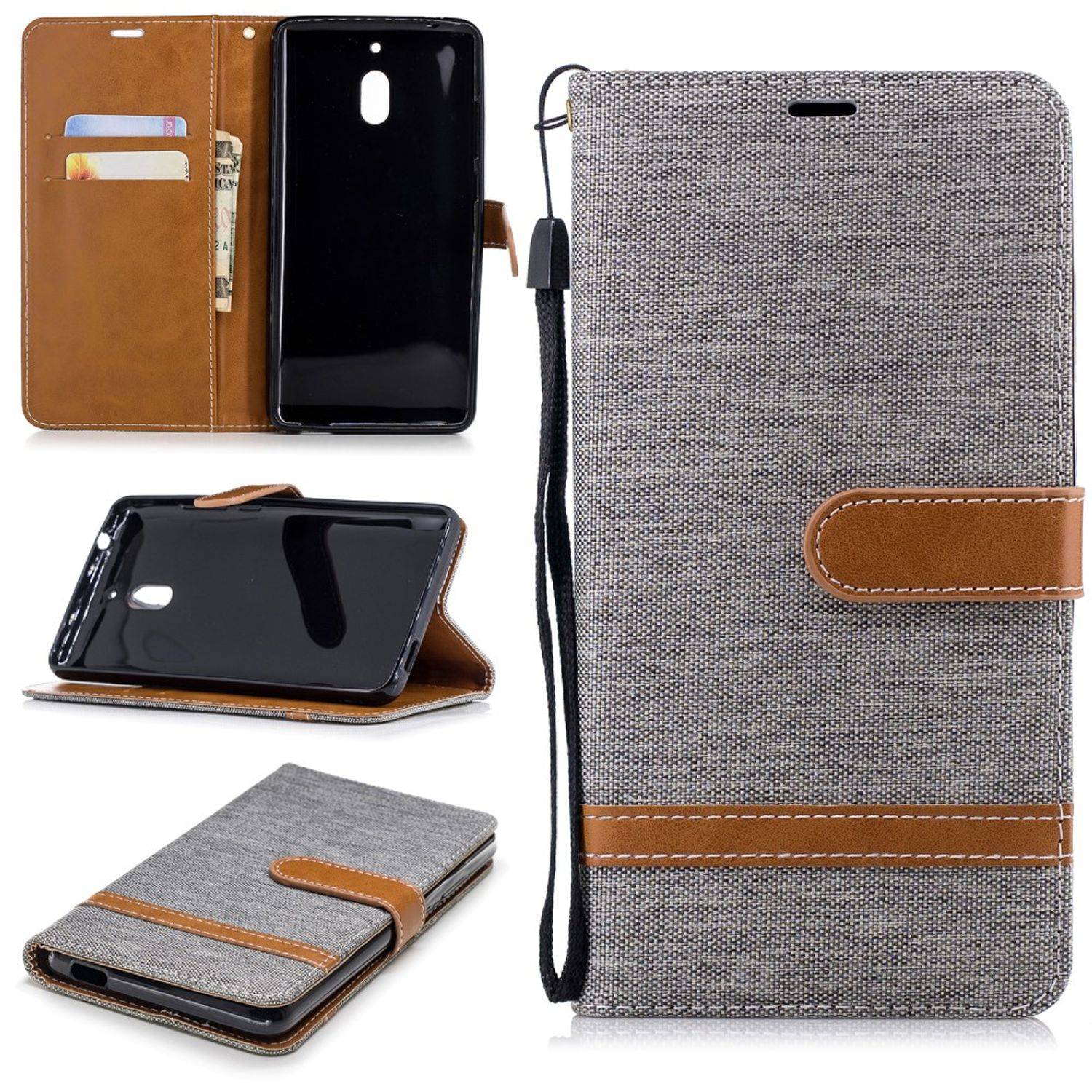 Nokia 2.1 Handyhülle Bookcover Grau