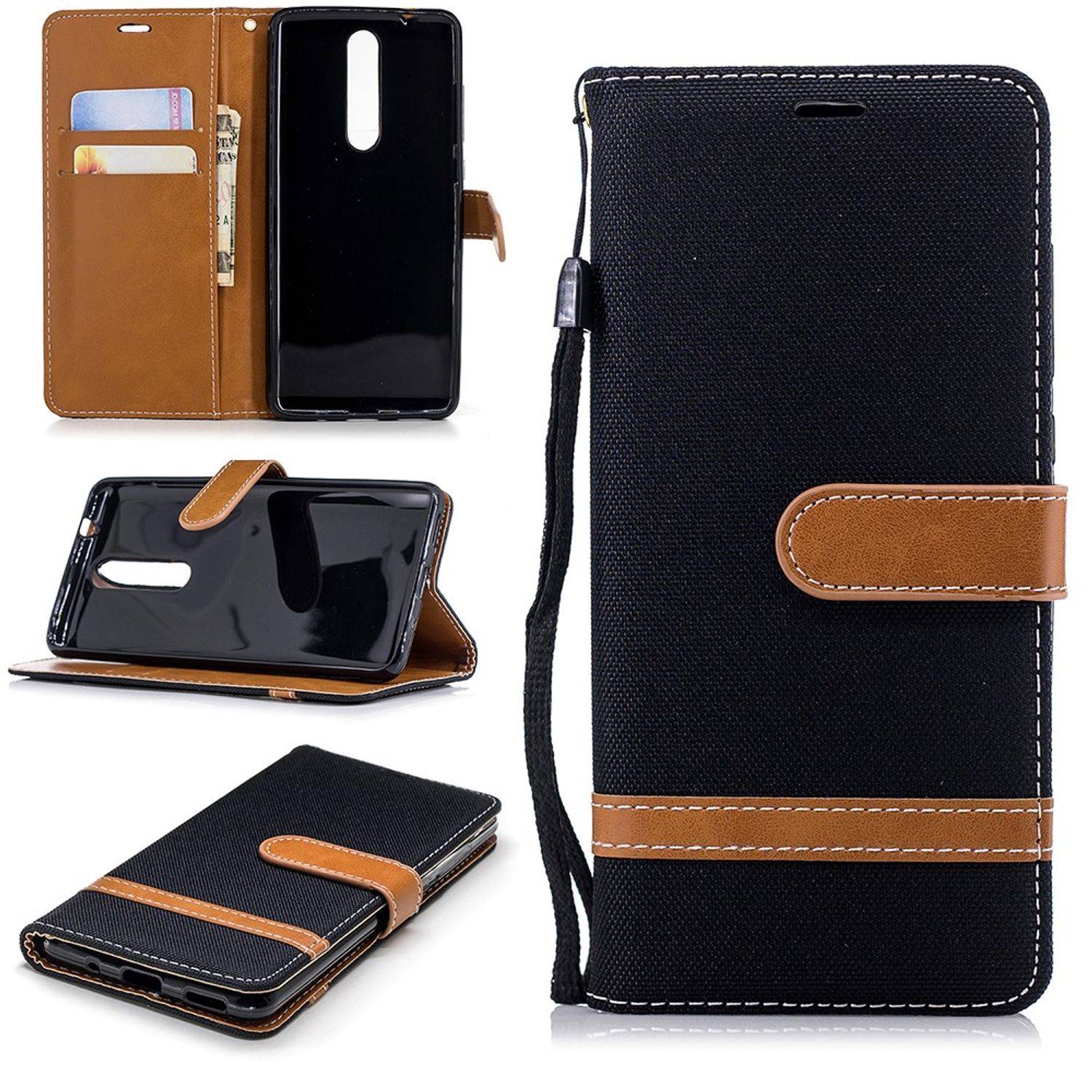 Nokia 5.1 Handyhülle Bookcover Schwarz