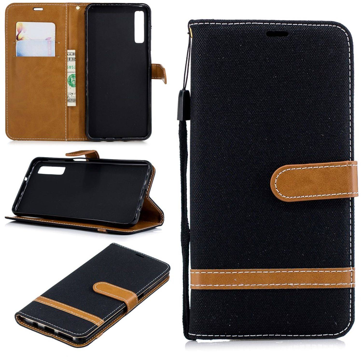 Samsung Galaxy A7 (2018) Handyhülle Bookcover Schwarz