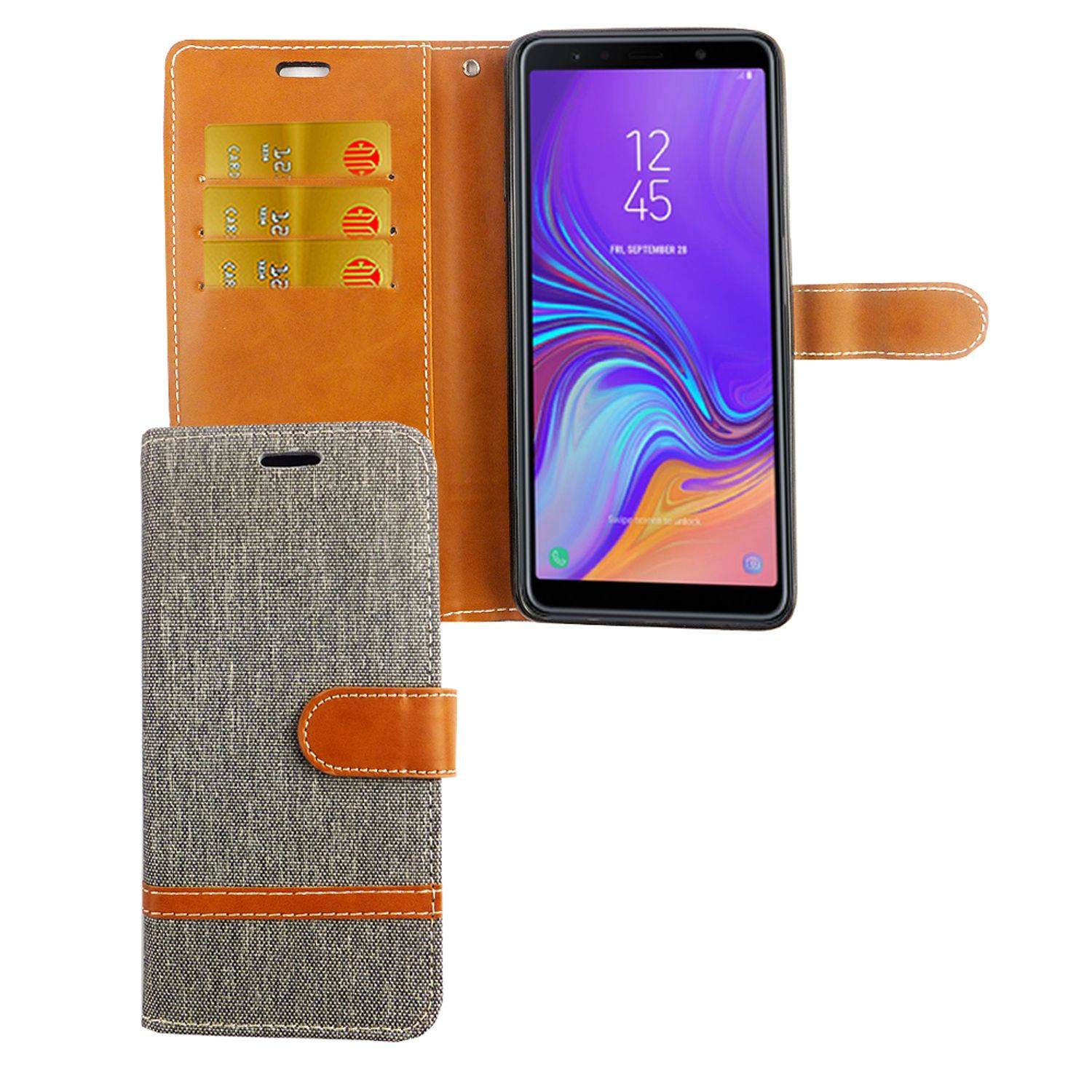 Samsung Galaxy A9 (2018) Handyhülle Bookcover Grau