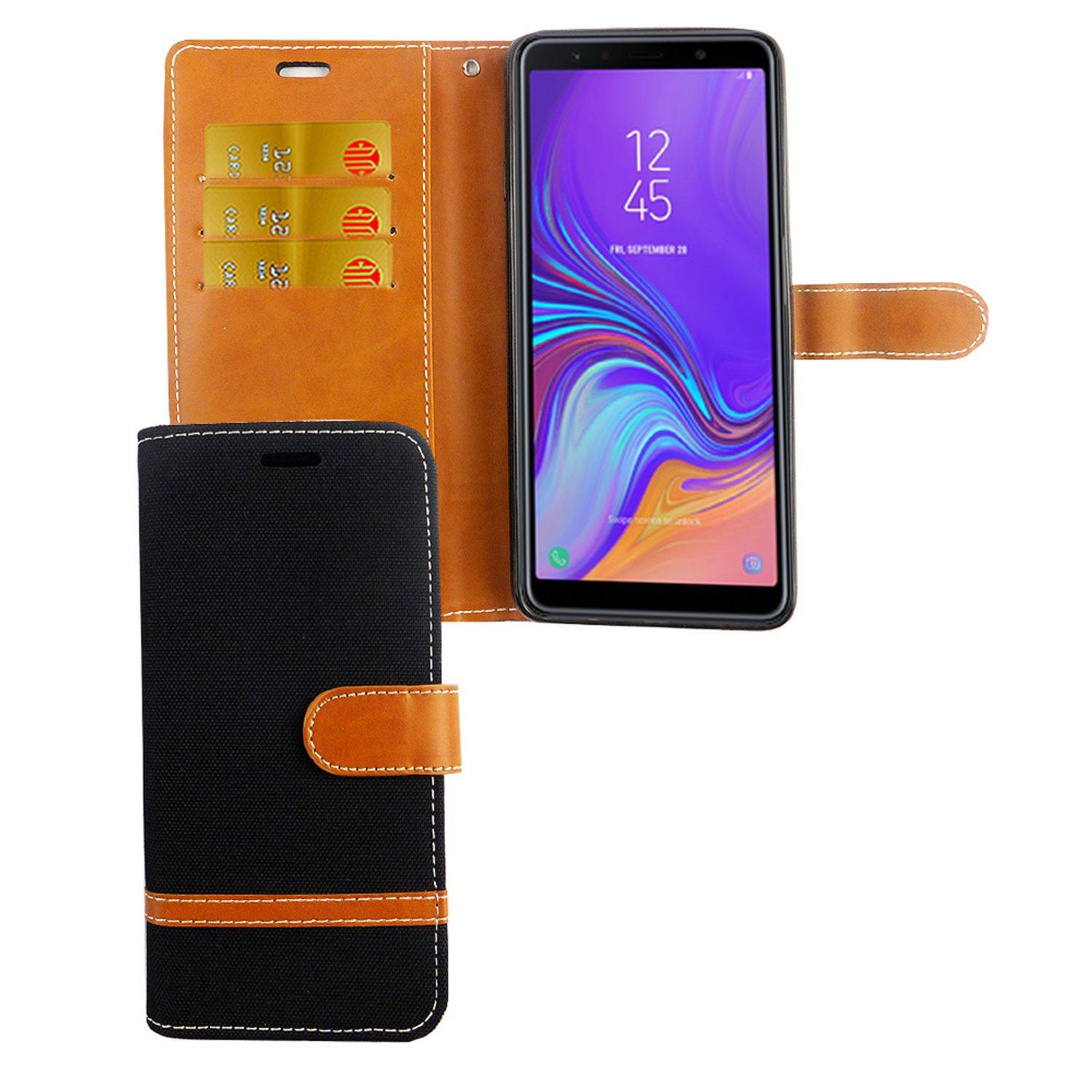 Samsung Galaxy A9 (2018) Handyhülle Bookcover Schwarz