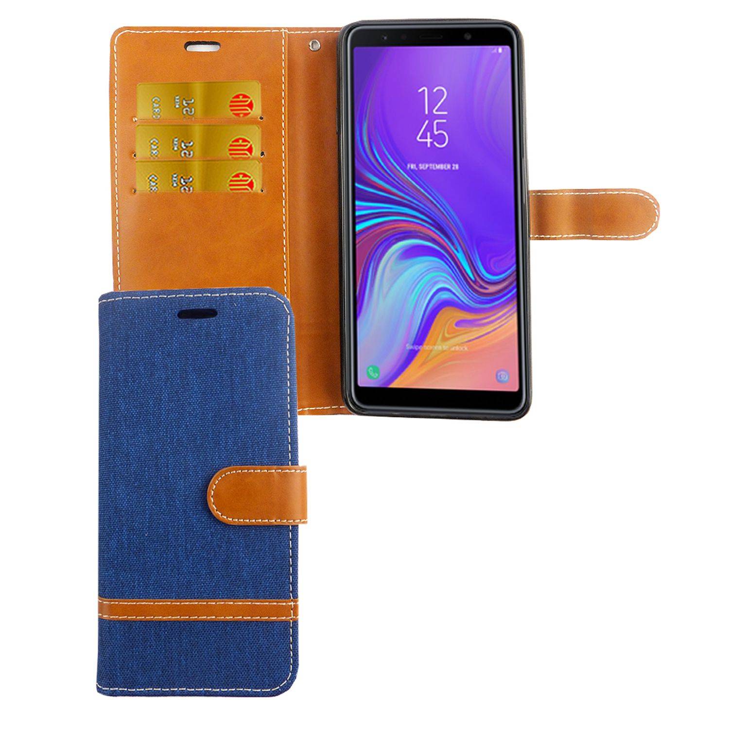 Samsung Galaxy A9 (2018) Handyhülle Bookcover Blau