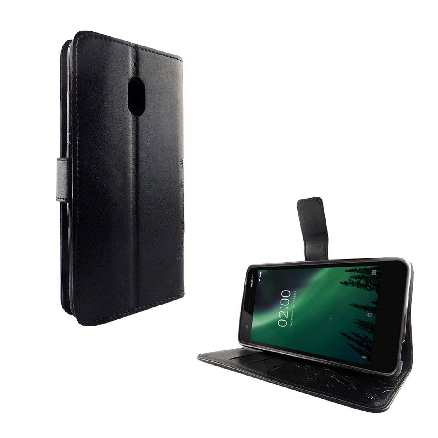 Nokia 2.1 Handyhülle Bookcover Schwarz