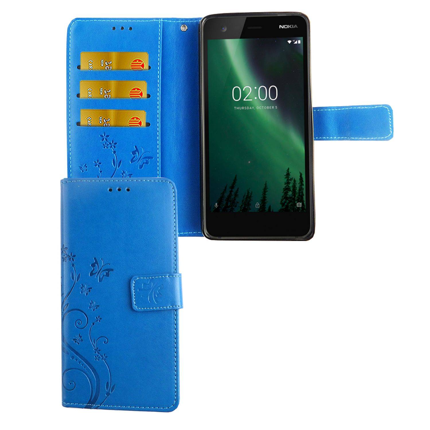Nokia 2.1 Handyhülle Bookcover Blau