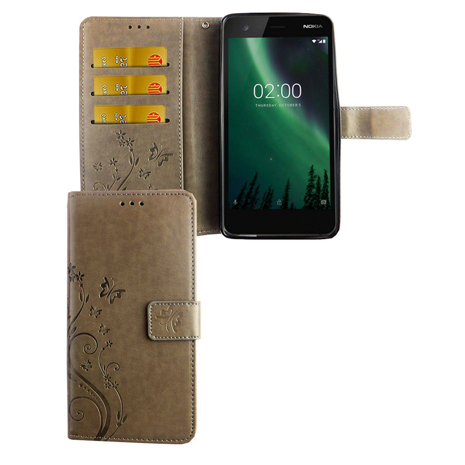 Nokia 2.1 Handyhülle Bookcover Grau