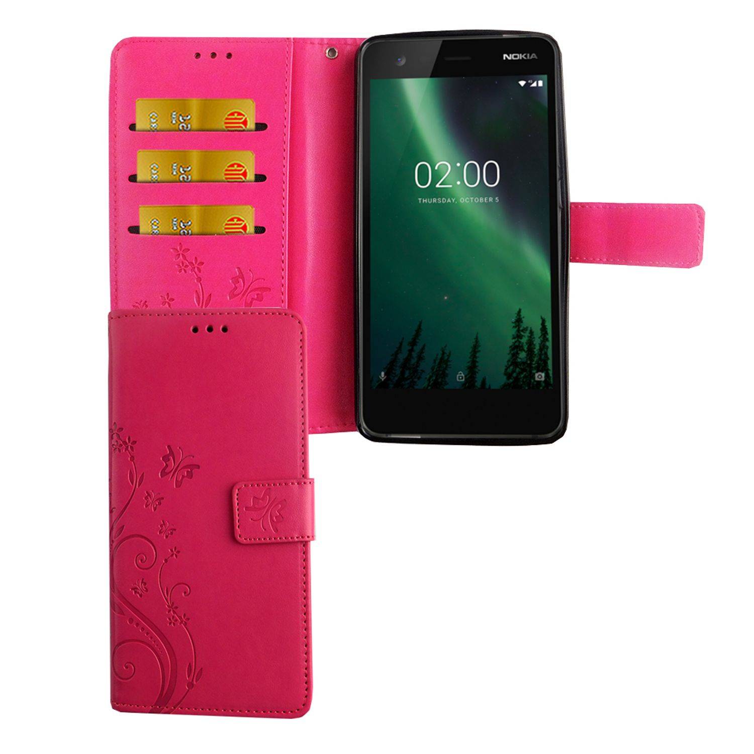 Nokia 2.1 Handyhülle Bookcover Rosa