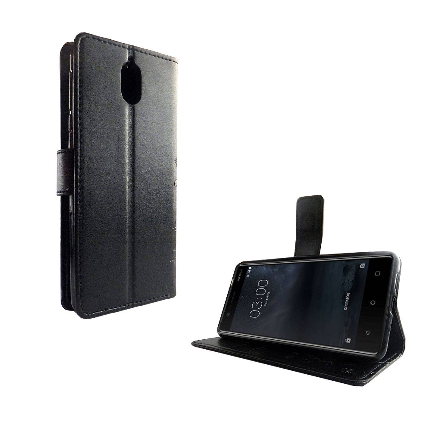 Nokia 3.1 Handyhülle Bookcover Schwarz