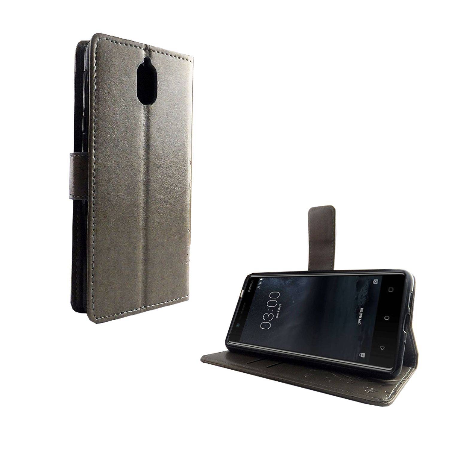 Nokia 3.1 Handyhülle Bookcover Grau