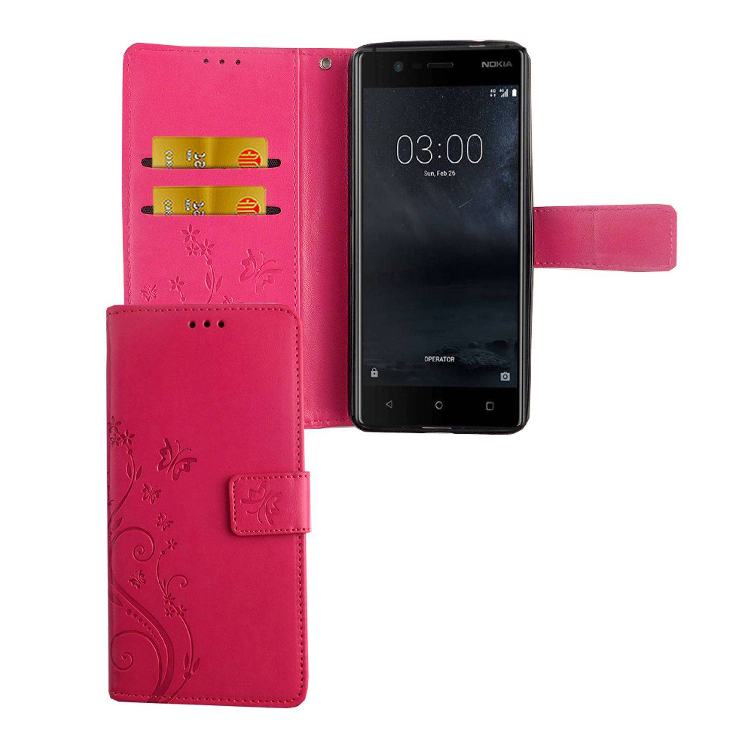 Nokia 3.1 Handyhülle Bookcover Rosa