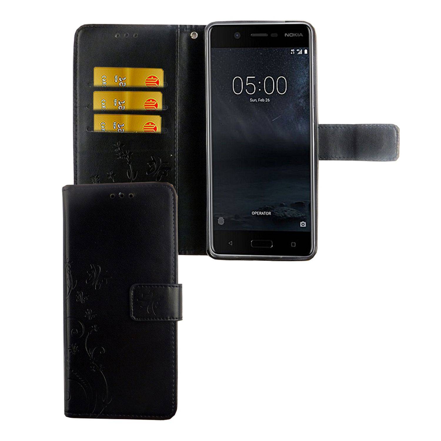 Nokia 5.1 Handyhülle Bookcover Schwarz