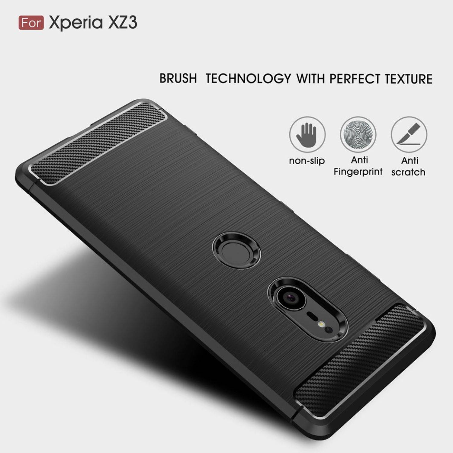 Motorola Moto Z3 Handyhülle Carbon Optik Backcover Schwarz