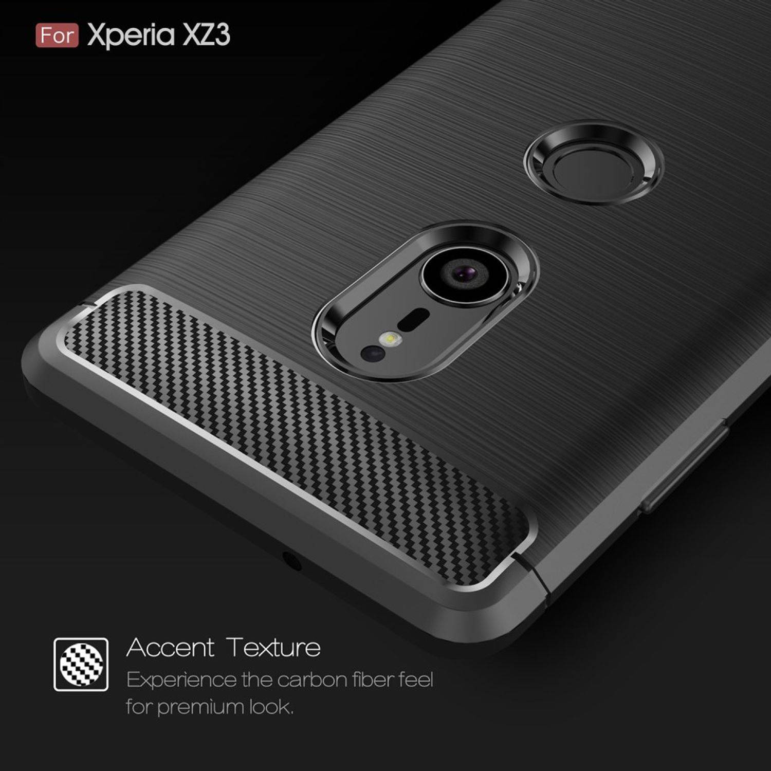 Motorola Moto Z3 Handyhülle Carbon Optik Backcover Schwarz