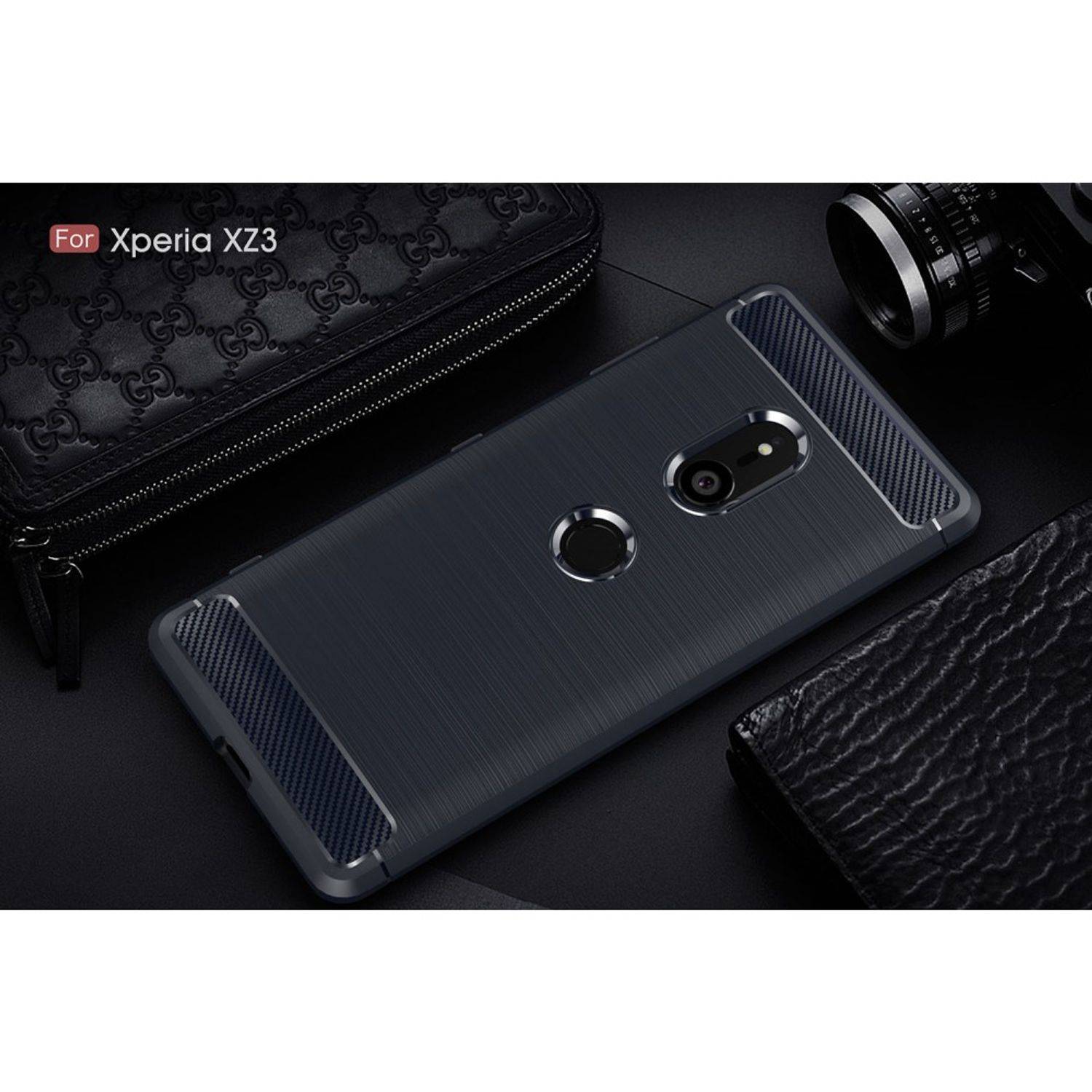 Motorola Moto Z3 Handyhülle Carbon Optik Backcover Blau