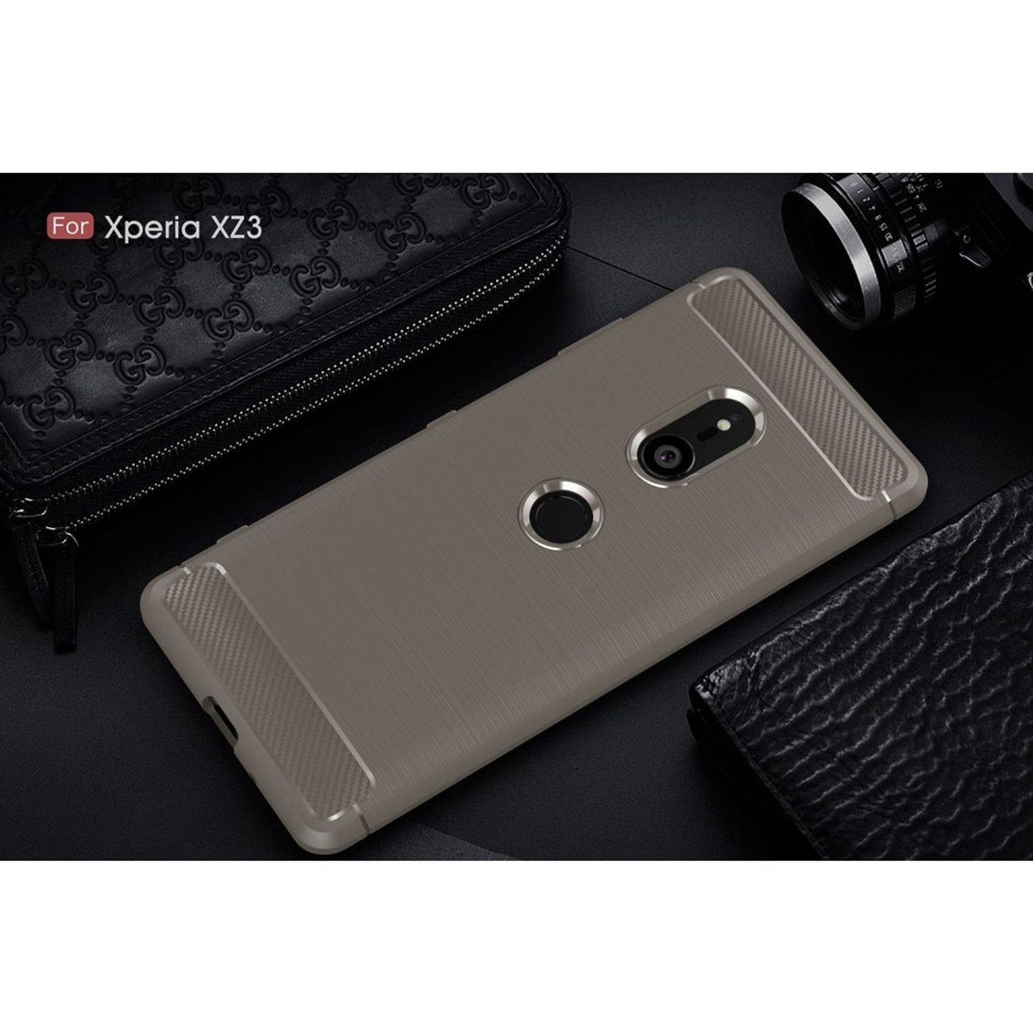 Motorola Moto Z3 Handyhülle Carbon Optik Backcover Grau