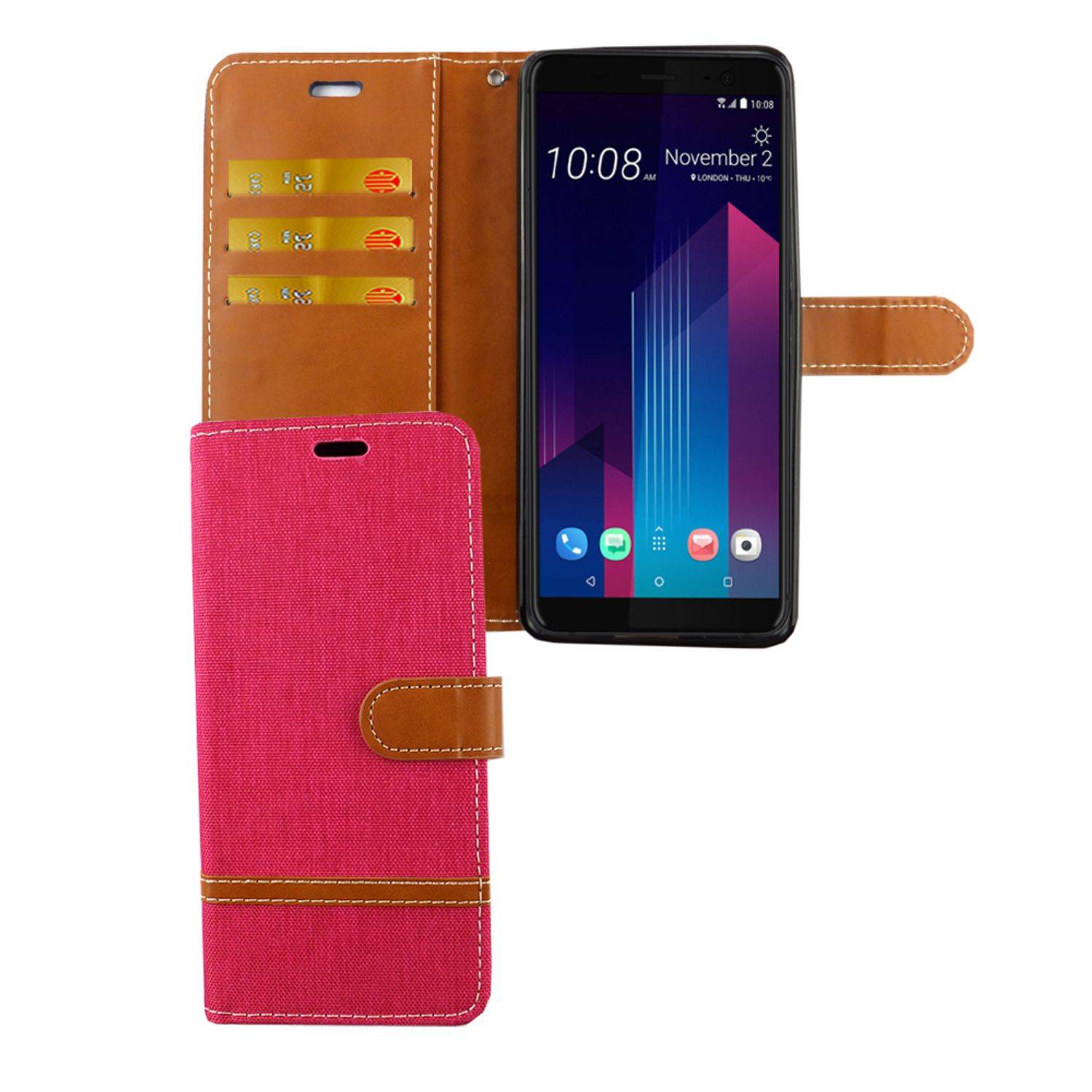 HTC U12 Plus Handyhülle Bookcover Rosa