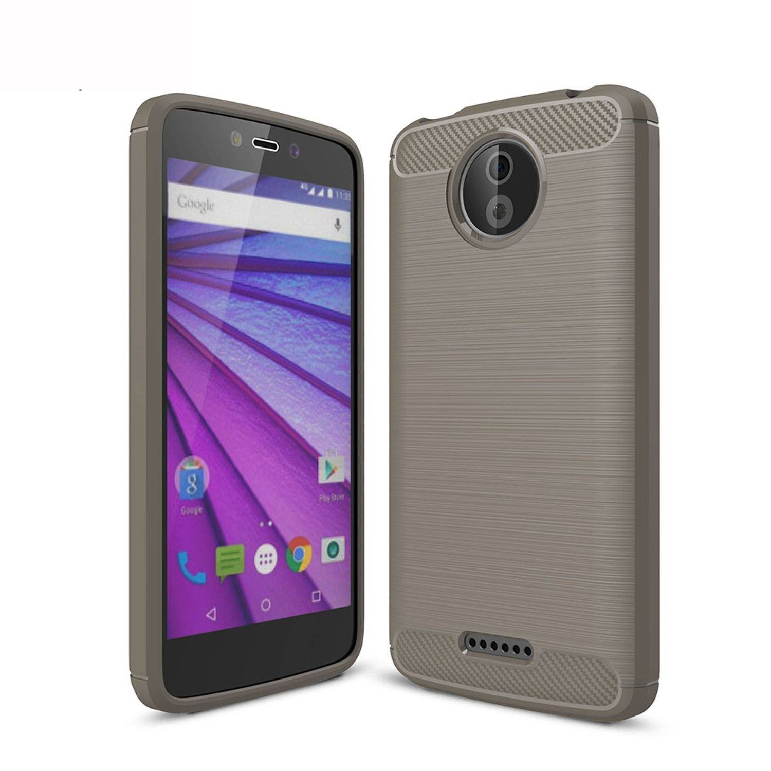 Motorola Moto C Handyhülle Carbon Optik Backcover Grau