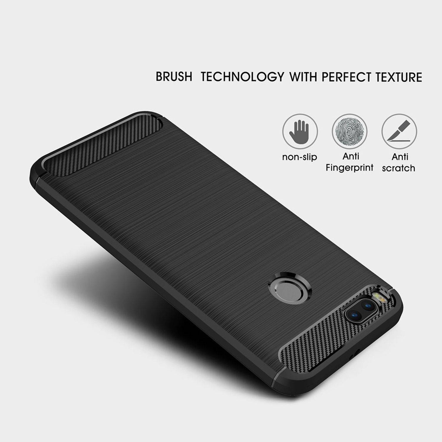Xiaomi Mi 5X Handyhülle Carbon Optik Backcover Schwarz