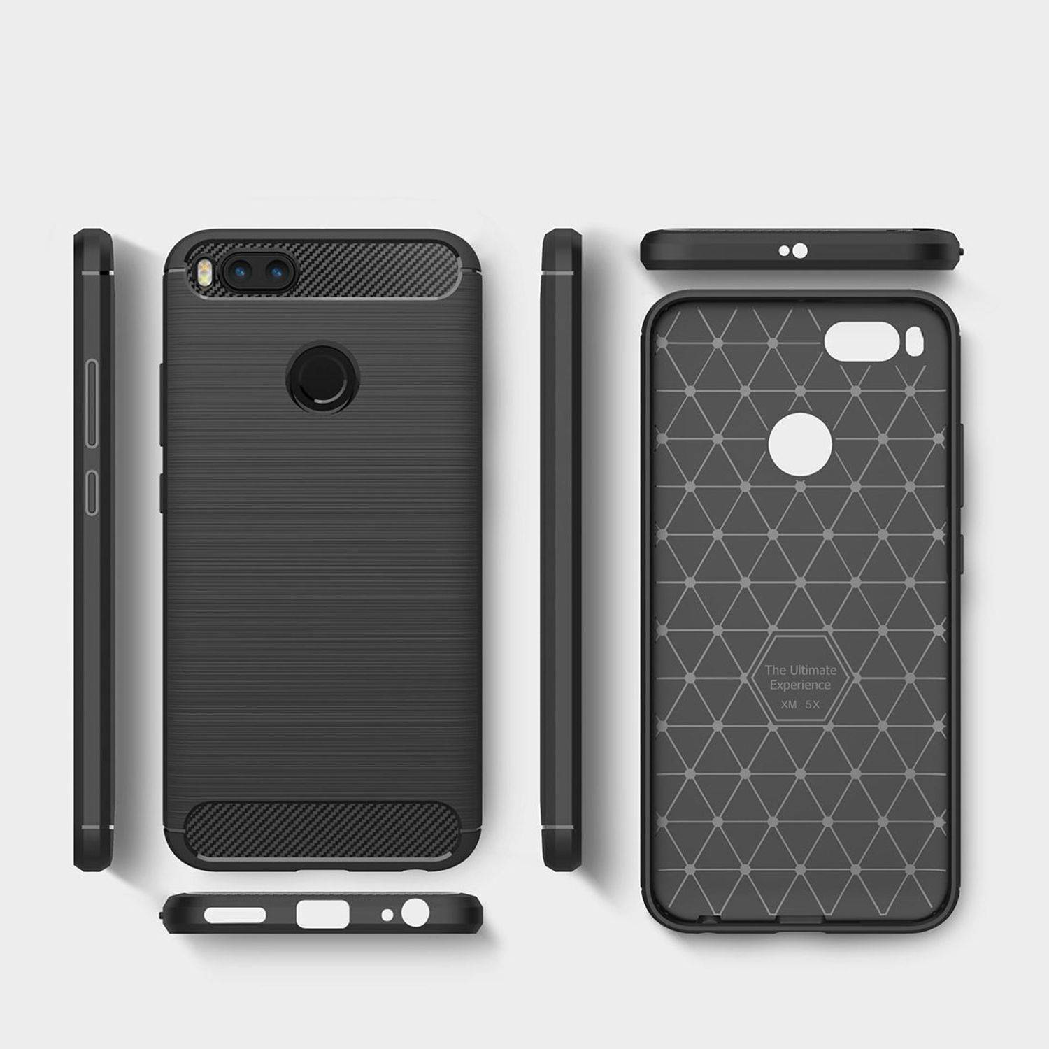 Xiaomi Mi 5X Handyhülle Carbon Optik Backcover Schwarz