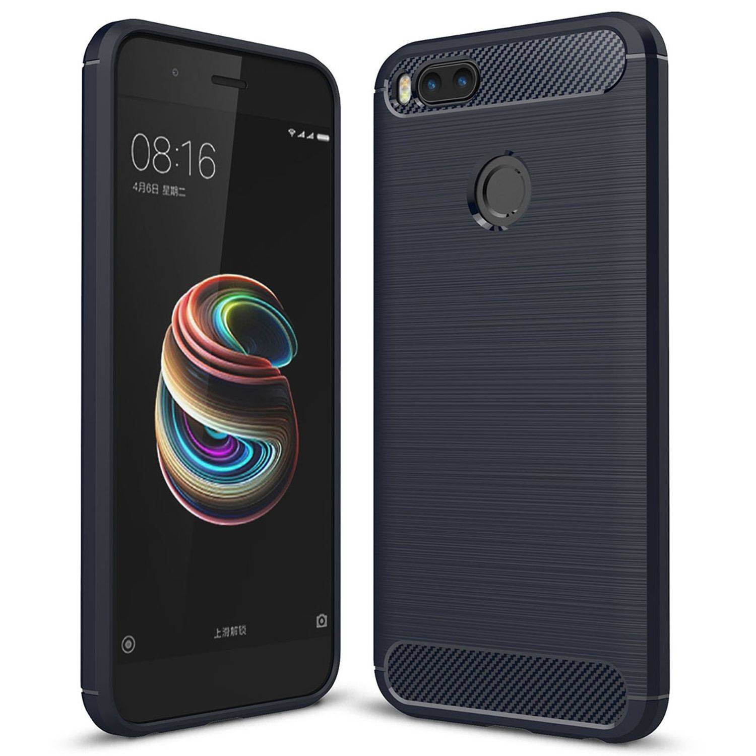 Xiaomi Mi 5X Handyhülle Carbon Optik Backcover Blau