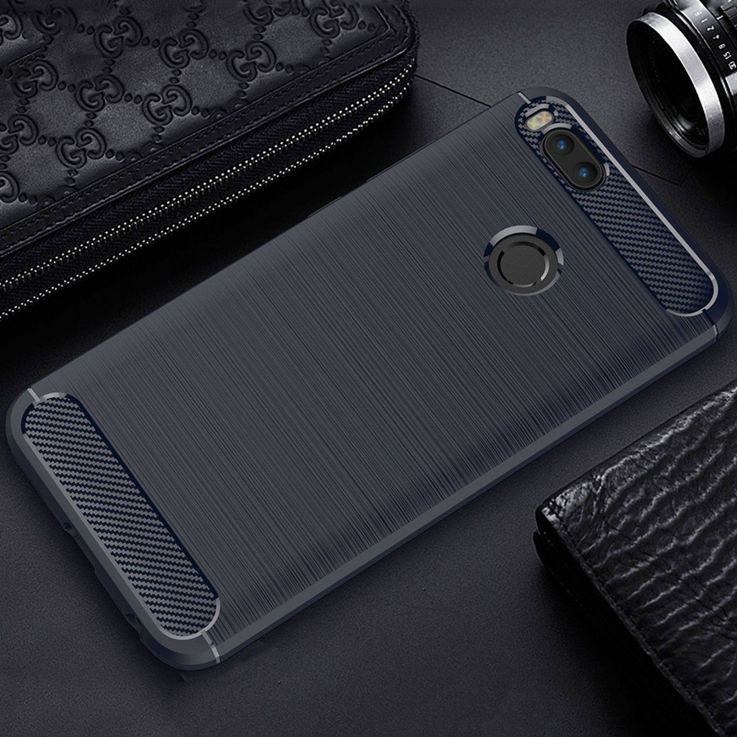 Xiaomi Mi 5X Handyhülle Carbon Optik Backcover Blau