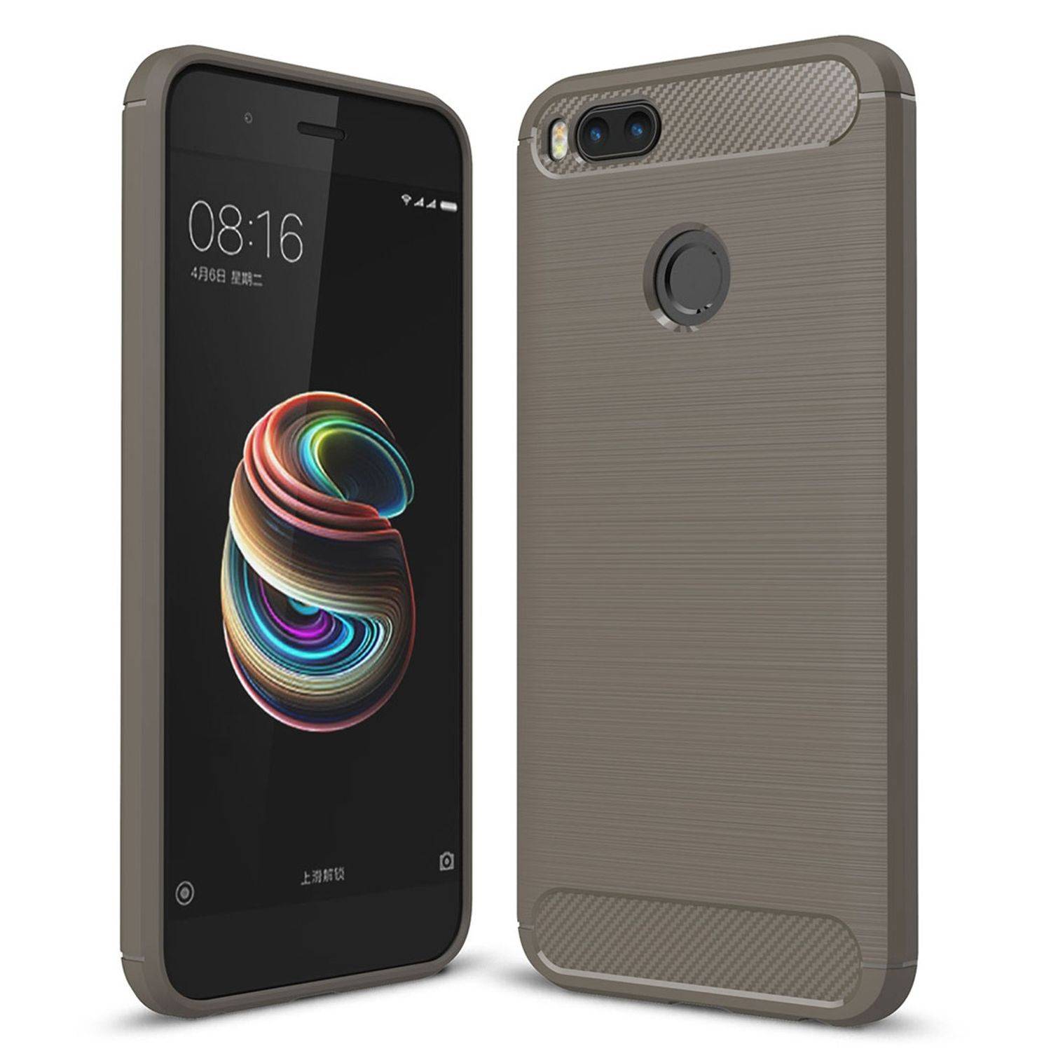 Xiaomi Mi 5X Handyhülle Carbon Optik Backcover Grau