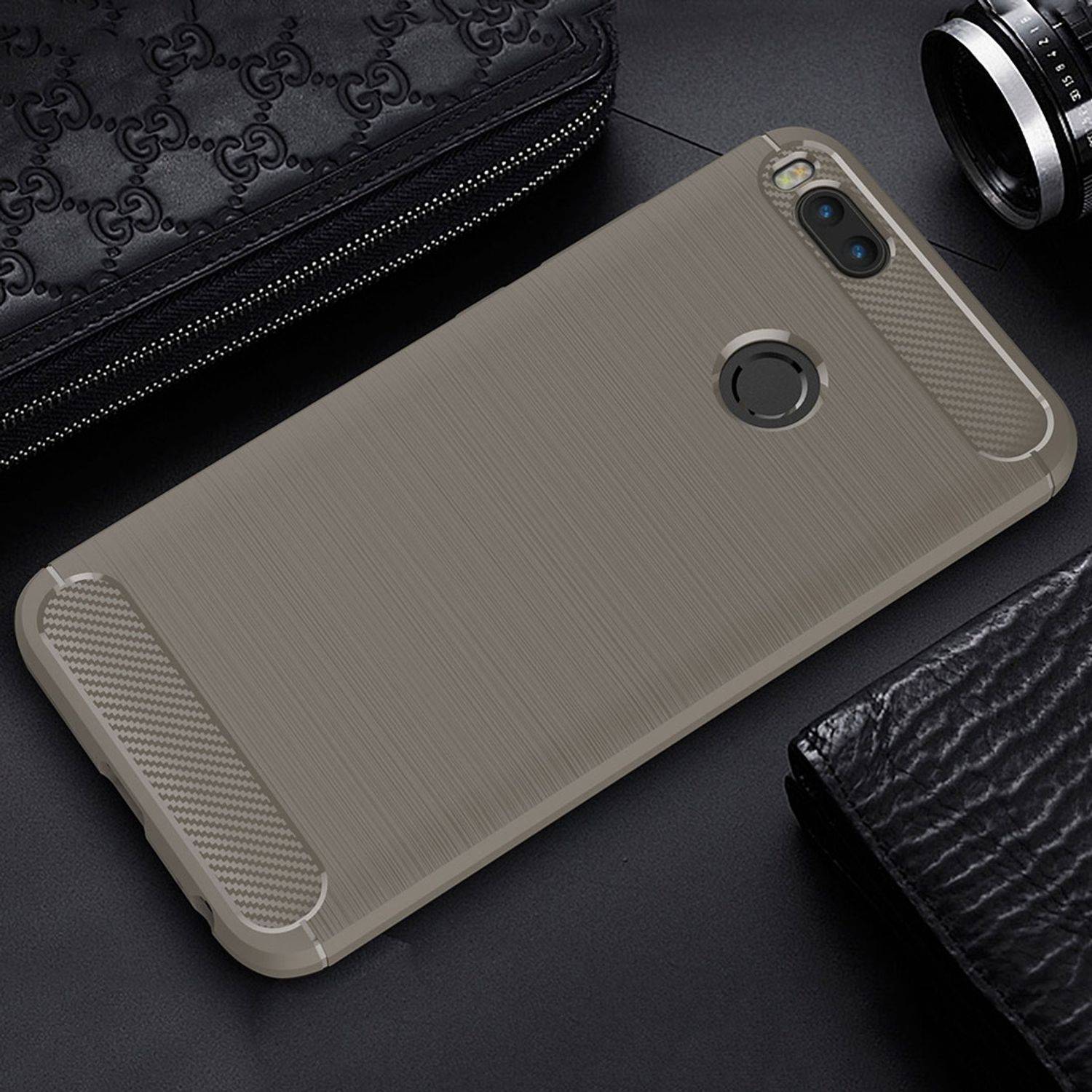 Xiaomi Mi 5X Handyhülle Carbon Optik Backcover Grau