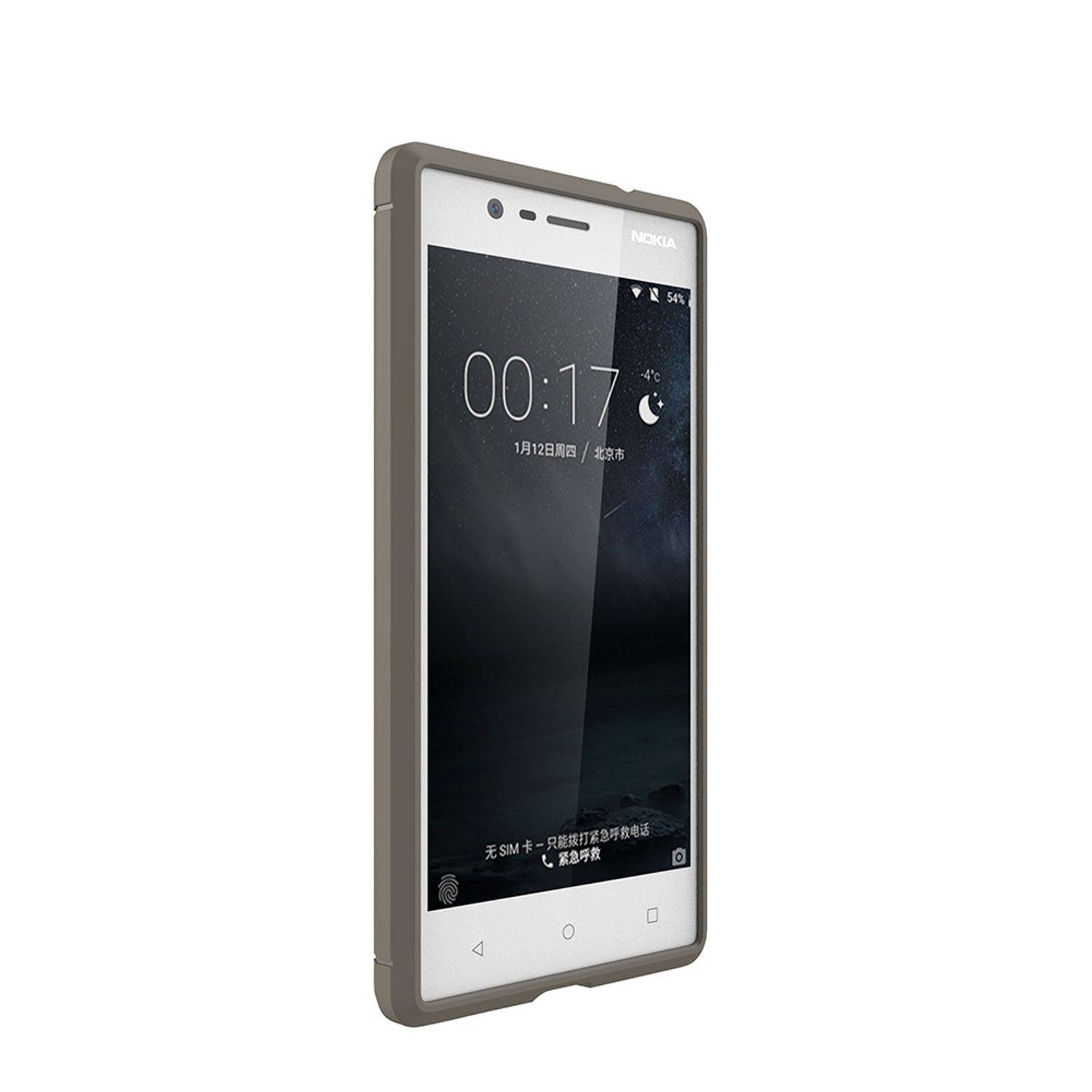 Nokia 3 Handyhülle Carbon Optik Backcover Grau