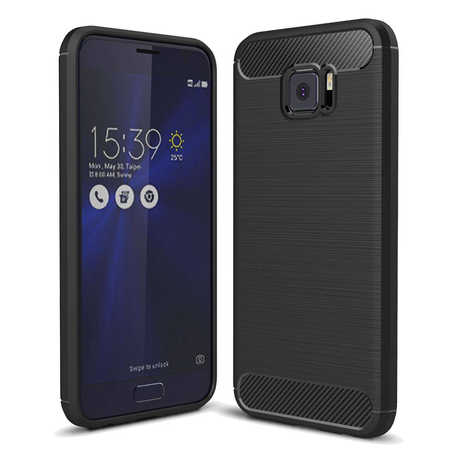 ASUS Zenfone V V520KL Handyhülle Carbon Optik Backcover Schwarz