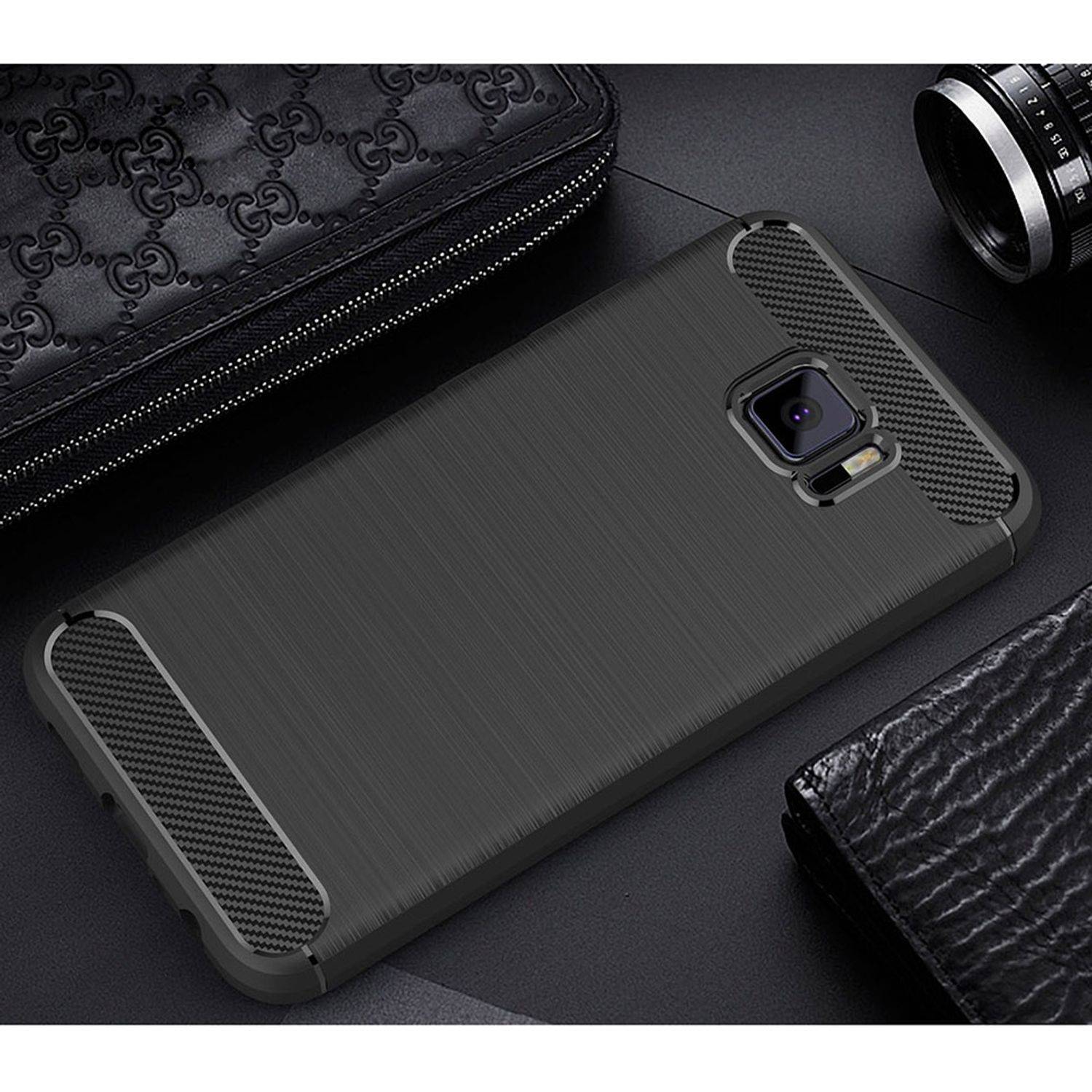 ASUS Zenfone V V520KL Handyhülle Carbon Optik Backcover Schwarz