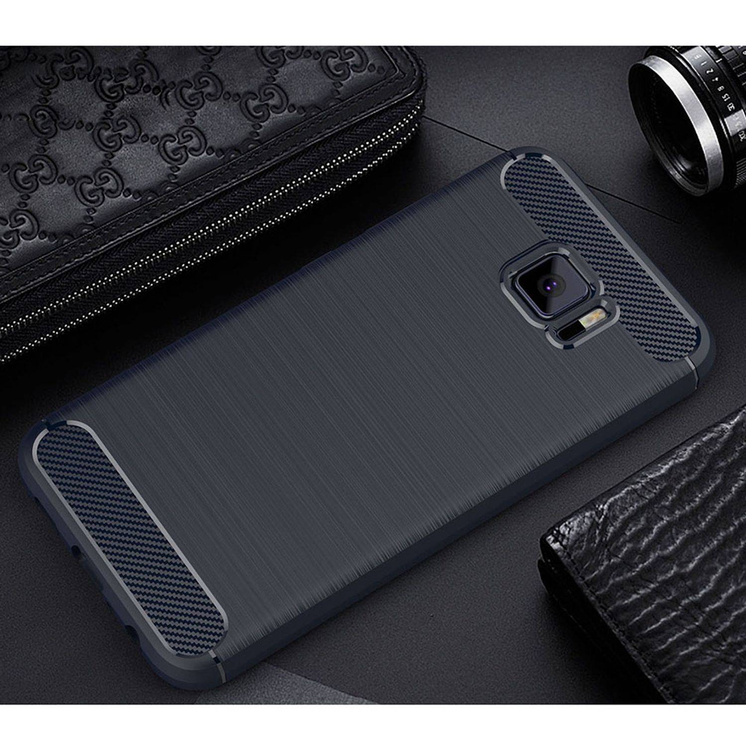 ASUS Zenfone V V520KL Handyhülle Carbon Optik Backcover Blau