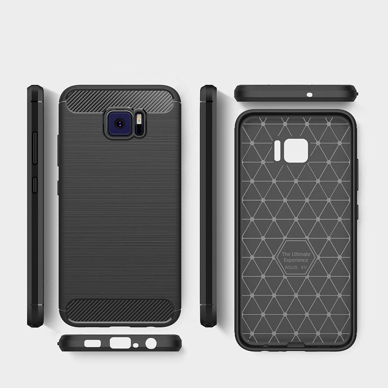 ASUS Zenfone V V520KL Handyhülle Carbon Optik Backcover Blau