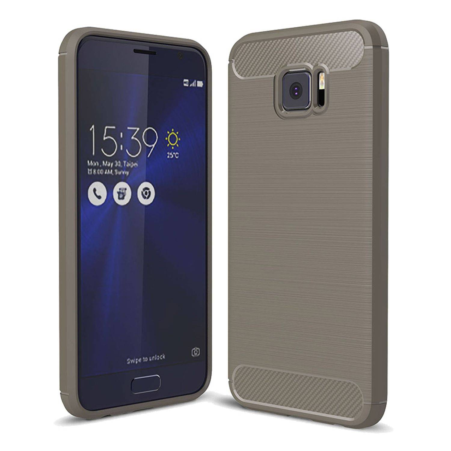 ASUS Zenfone V V520KL Handyhülle Carbon Optik Backcover Grau