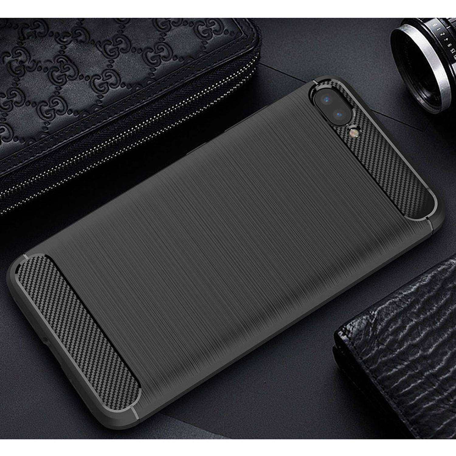 ASUS Zenfone 4 Max ZC554KL Handyhülle Carbon Optik Backcover Schwarz