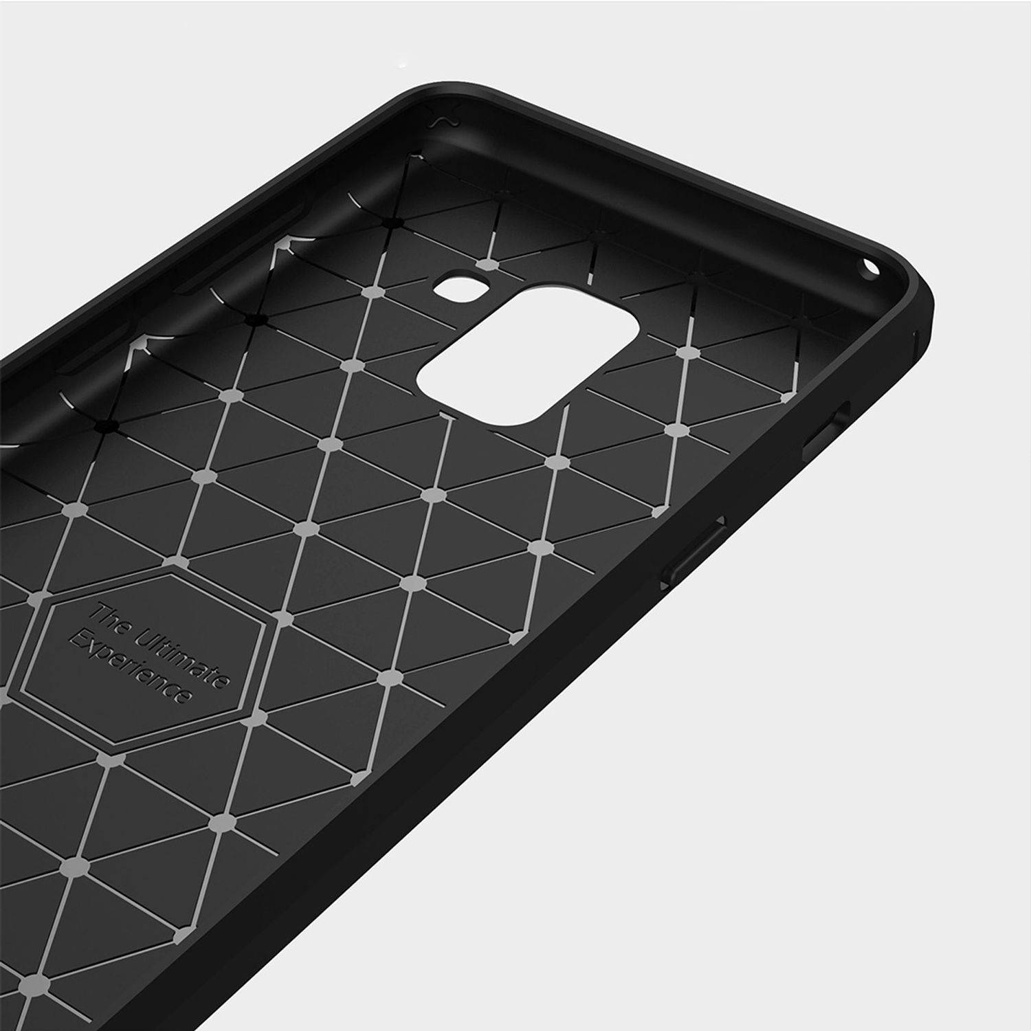 Samsung Galaxy A8 Plus (2018) Handyhülle Carbon Optik Backcover Schwarz